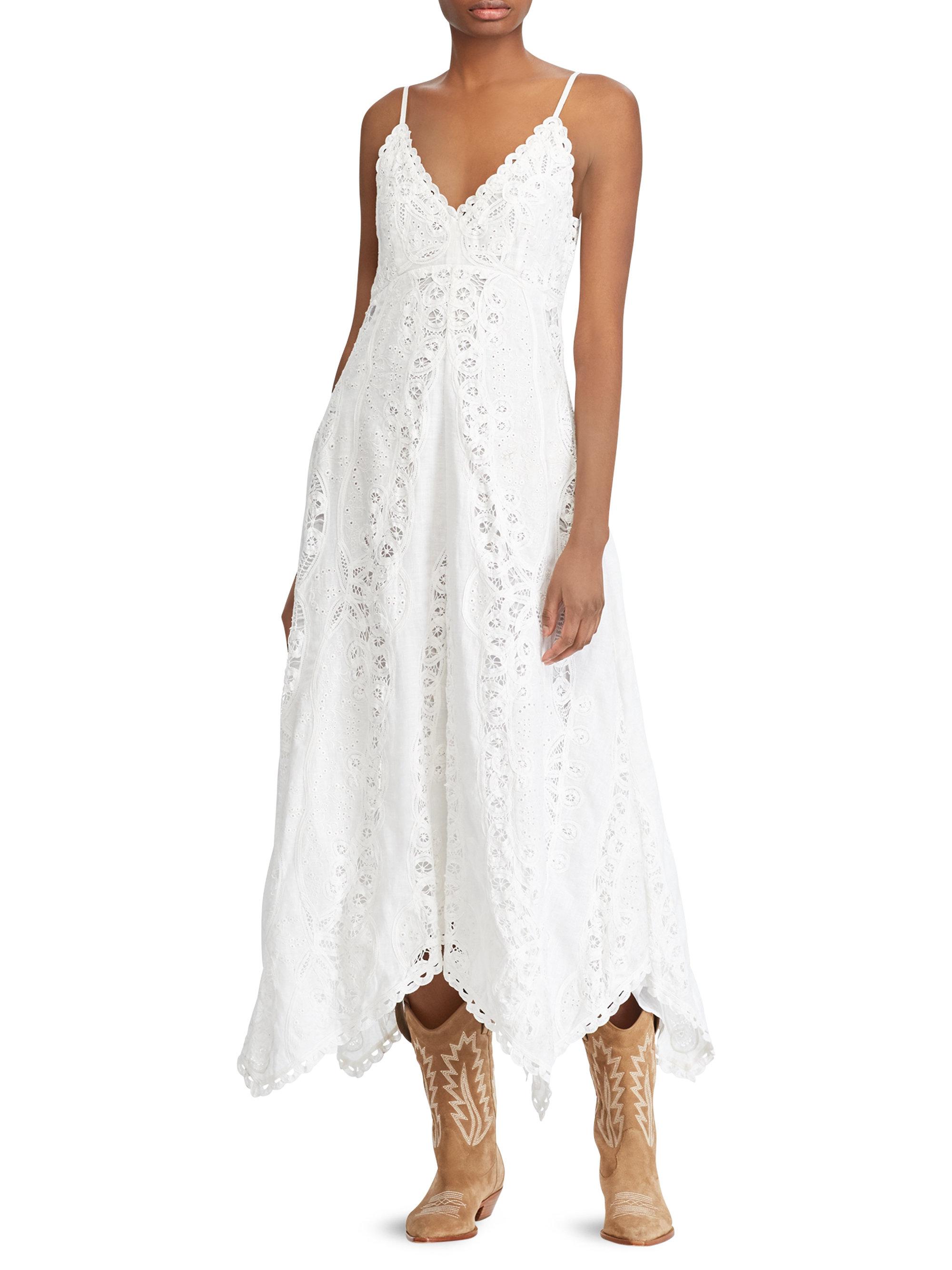 Polo Ralph Lauren Linen Maxi Dress in White | Lyst
