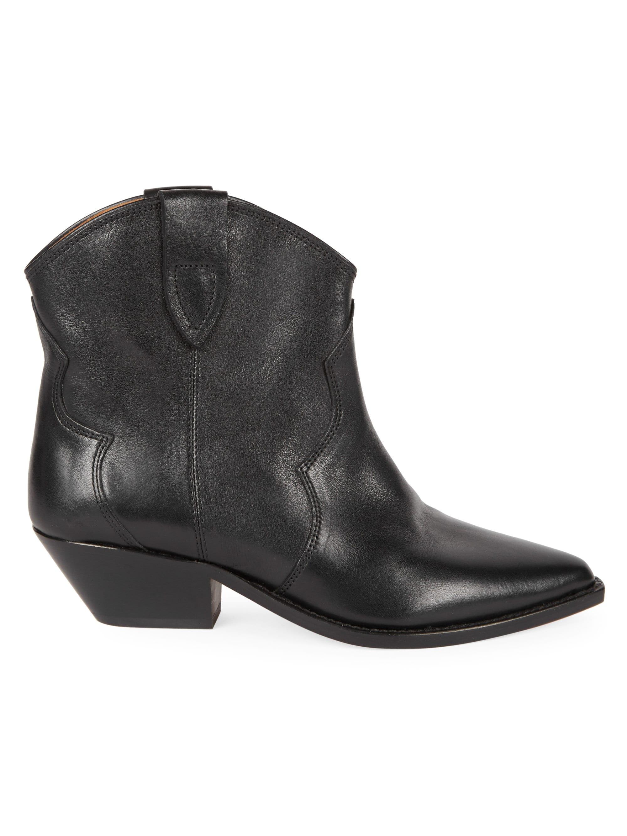 Isabel Marant Dewina Leather Western Booties in Black - Lyst