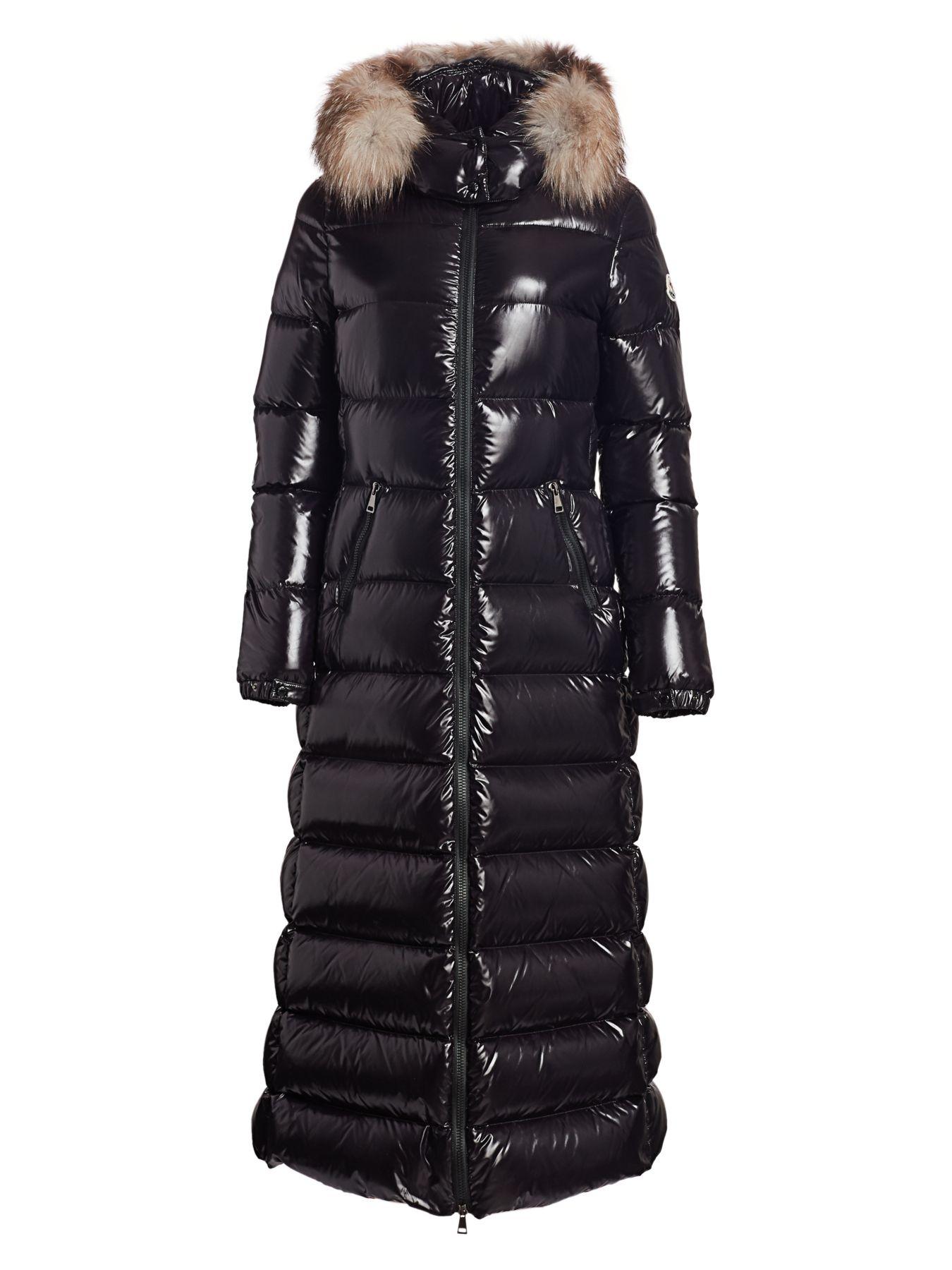 Moncler Synthetic Hudson Lacquer Fox Fur-trim Puffer Coat in Black - Lyst