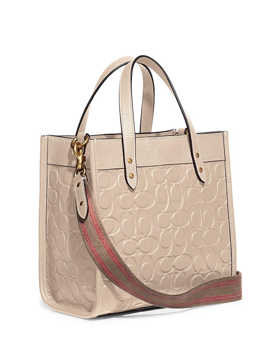 COACH Signature Leather Field Tote 22 in White | Lyst