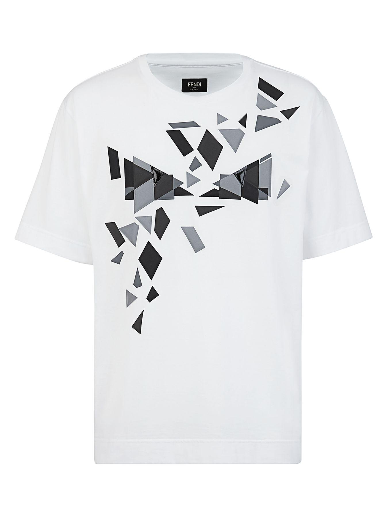 Fendi Cotton Cubic Eyes Tee in White for Men - Lyst