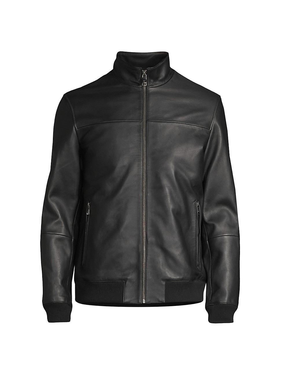 Ted Baker Leadon Moto Leather Jacket in Black for Men | Lyst
