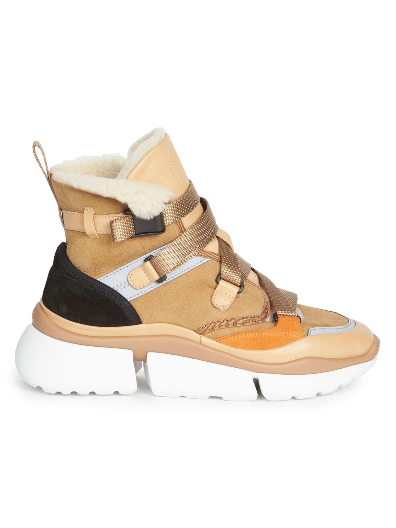 fur lined high top trainers