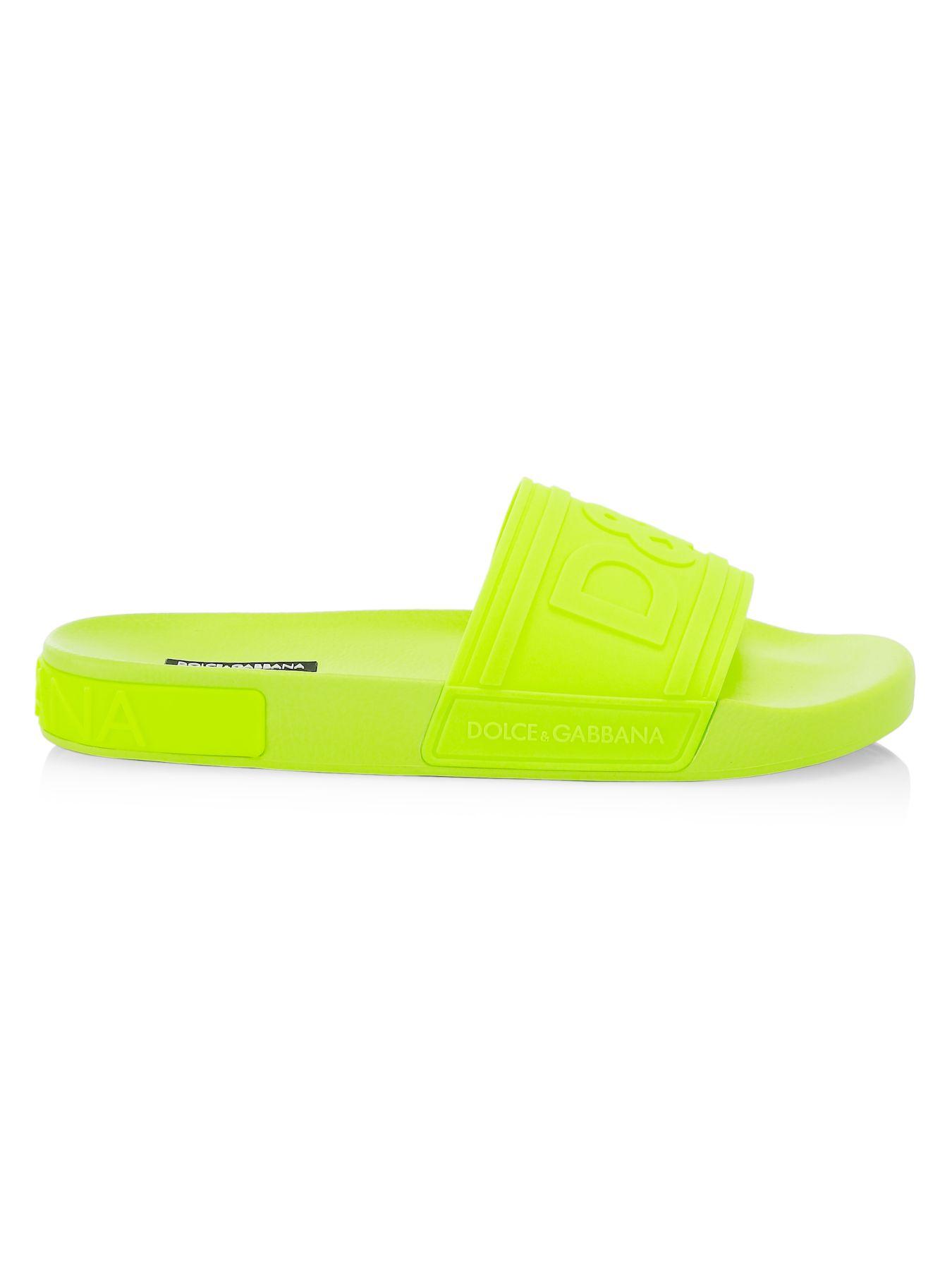 Dolce & Gabbana Rubber Embossed Logo Slides in Yellow for Men - Save 30 ...