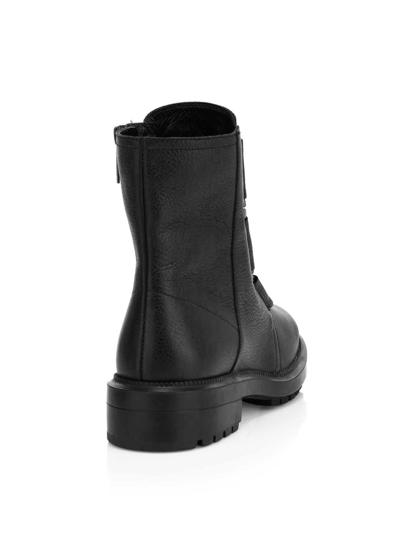Aquatalia Liv Leather Combat Boots in Black - Lyst