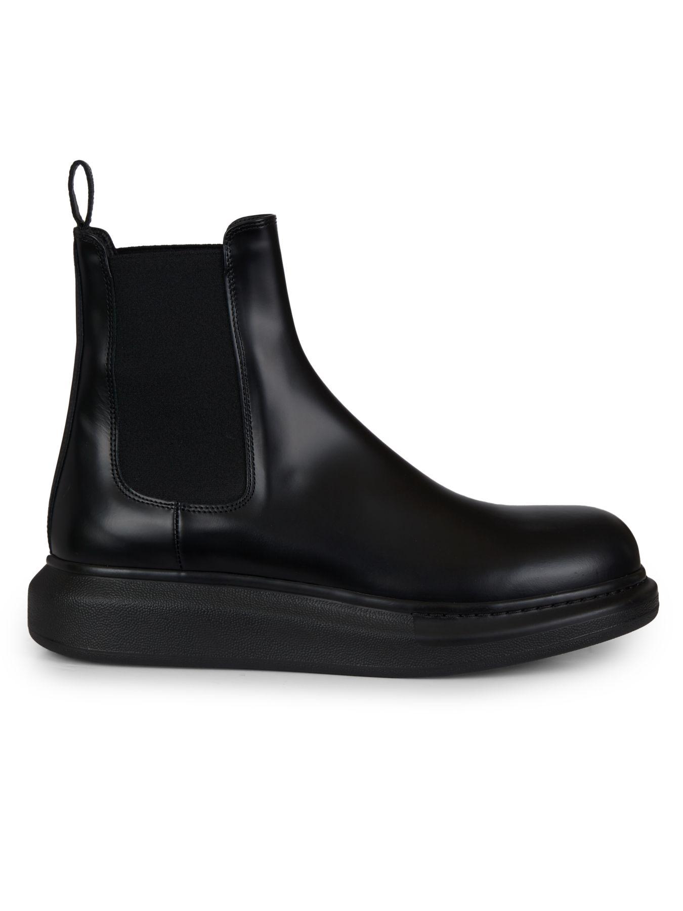 Alexander McQueen Platform Leather Chelsea Boots in Black for Men - Lyst
