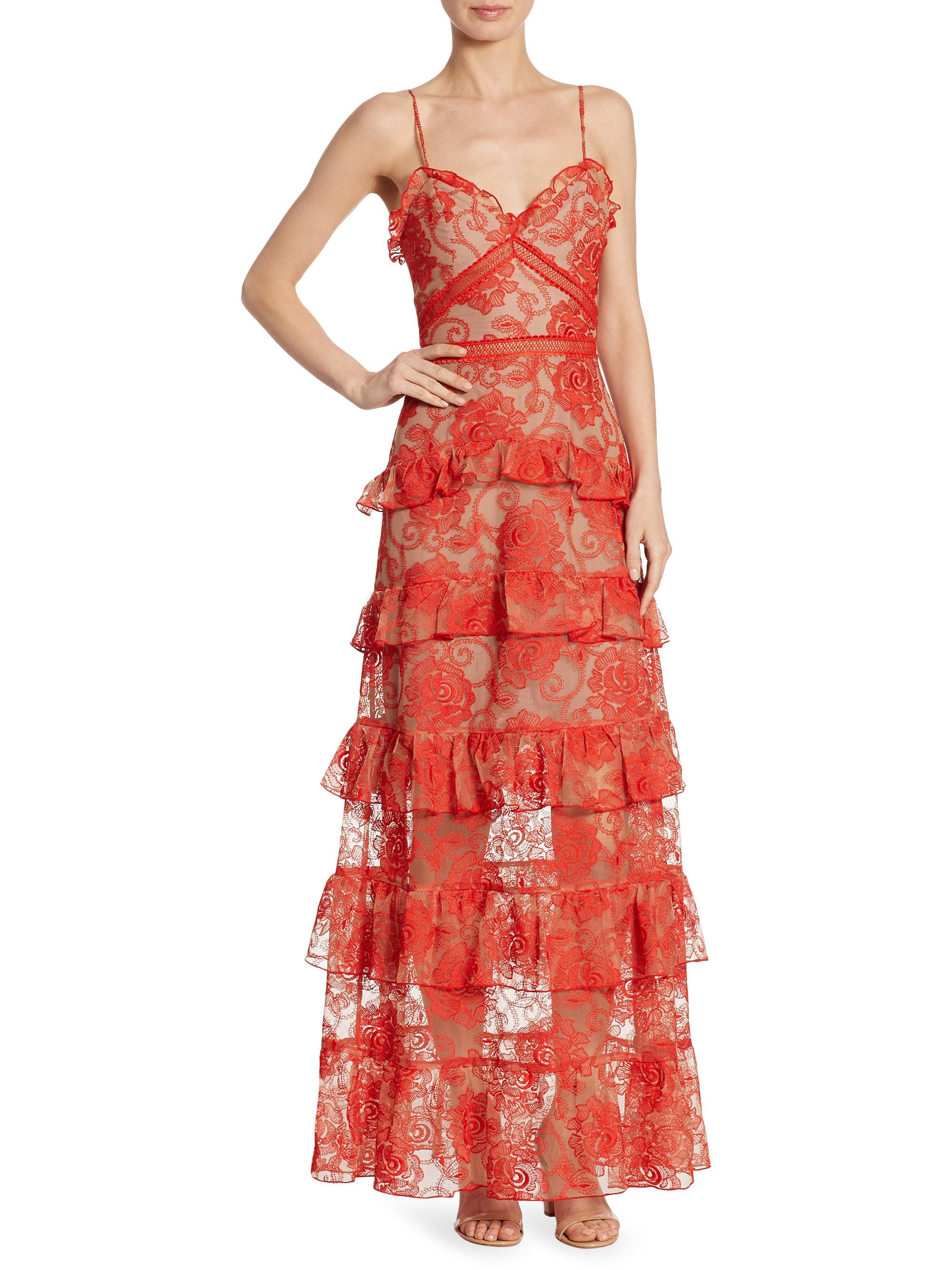nicholas the label rosie lace tiered gown