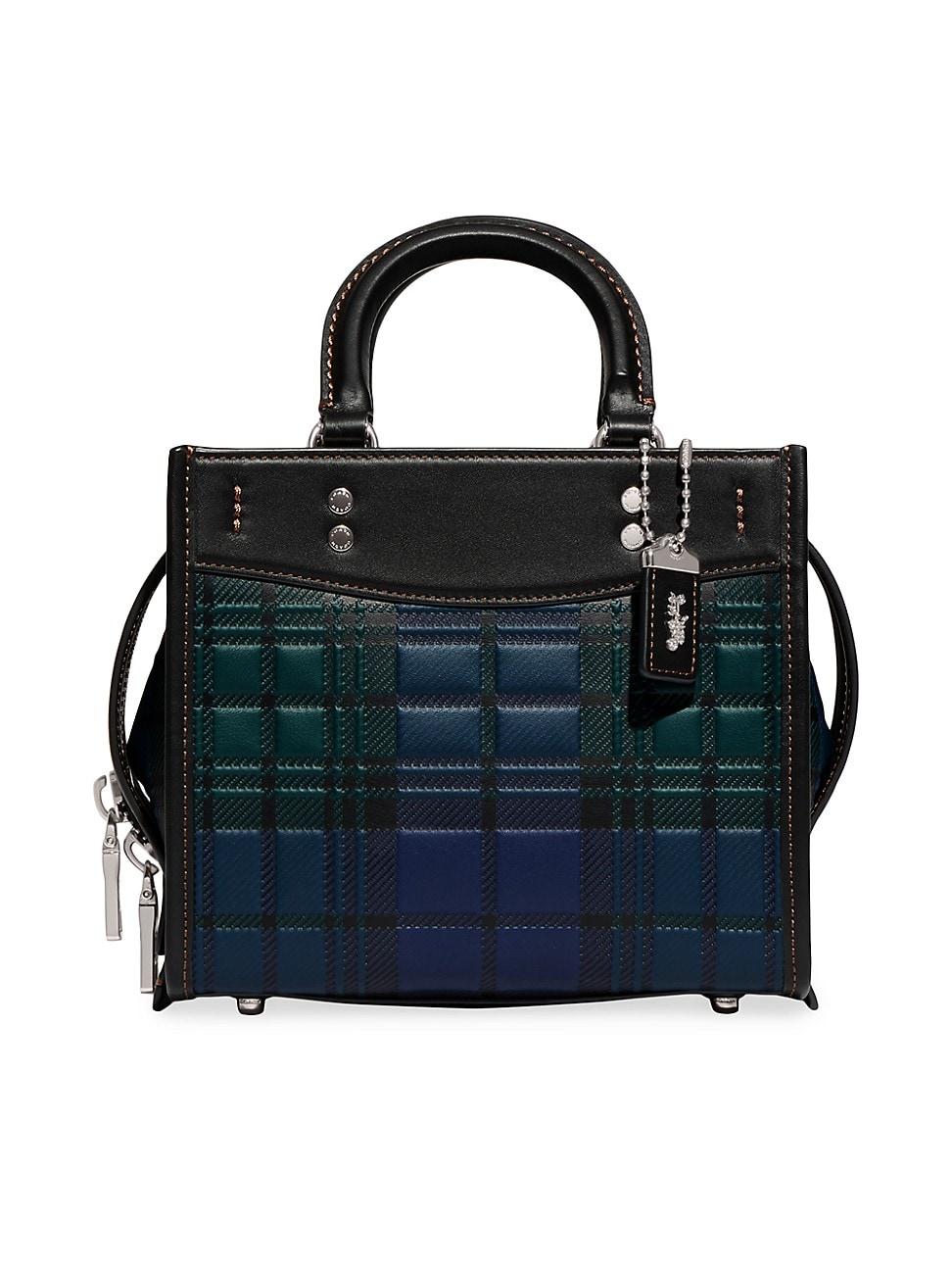 COACH Plaid Leather Crossbody Bag in Blue Lyst