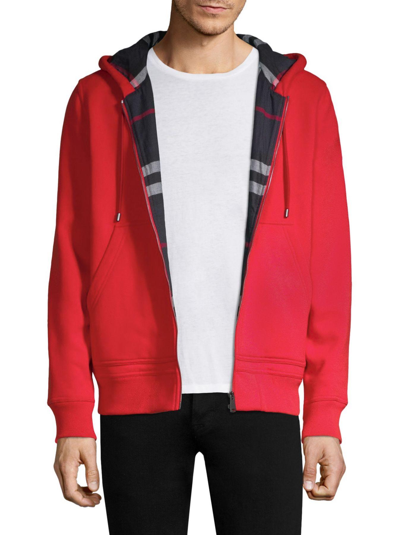 Burberry Fordsoncore Zip Up Hoodie in Red for Men | Lyst