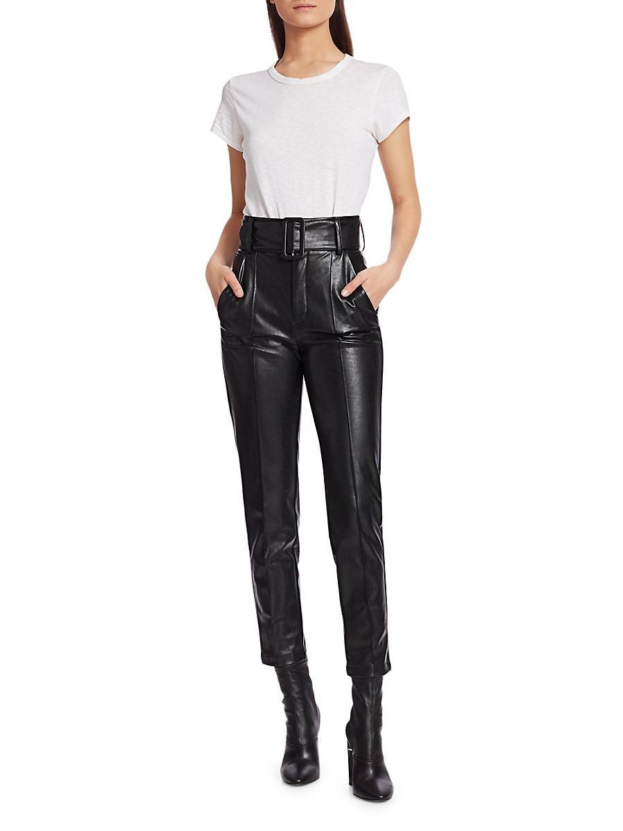 The Kooples High-waist Belted Faux-leather Pants in Black | Lyst