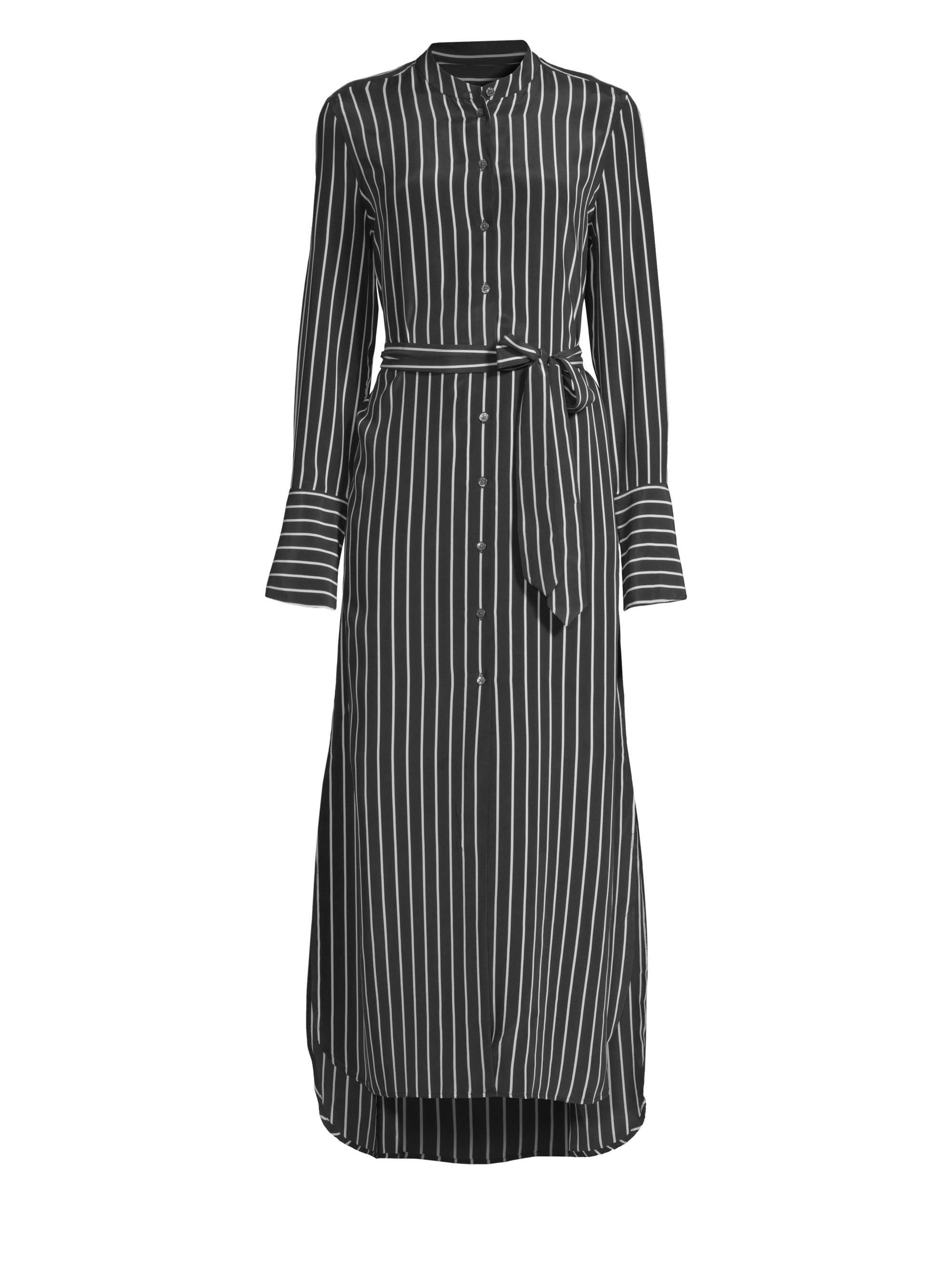 Equipment Connell Belted Striped Silk Maxi Shirt Dress Black Lyst