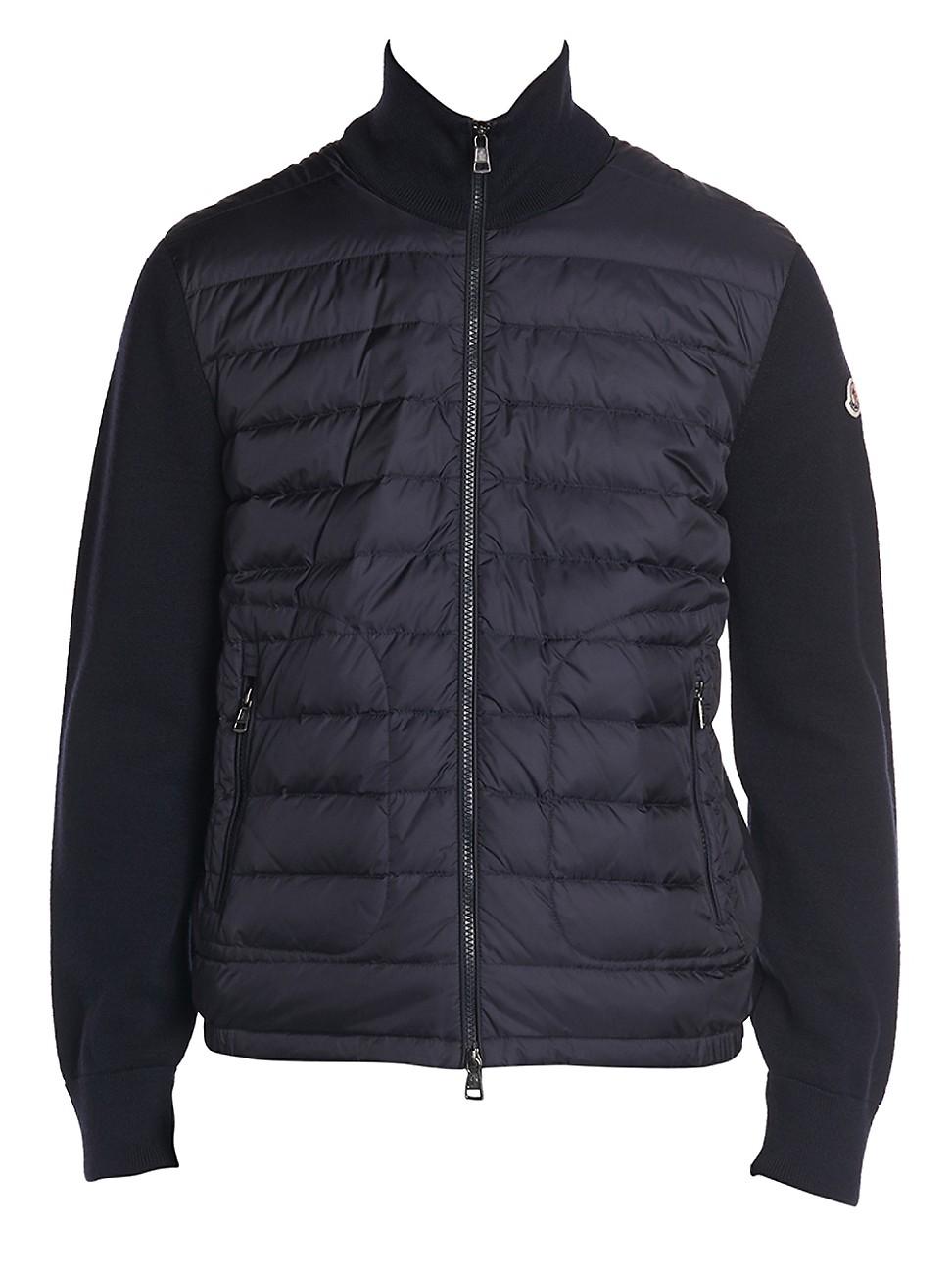 Moncler Knit-sleeve Down Puffer Jacket in Blue for Men - Lyst