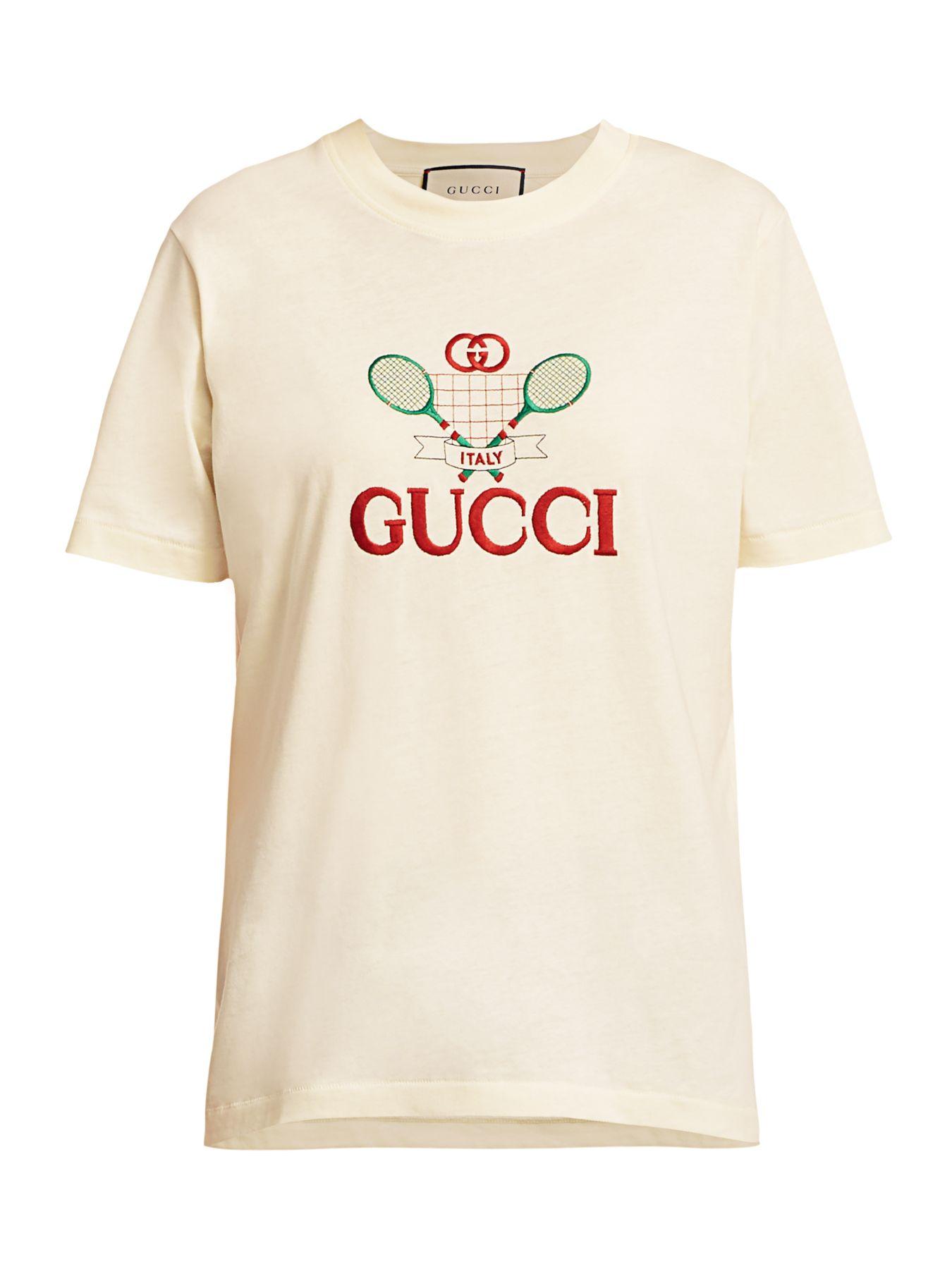 Gucci Cotton Tennis Graphic T-shirt in White Pattern (White) - Save 50% ...
