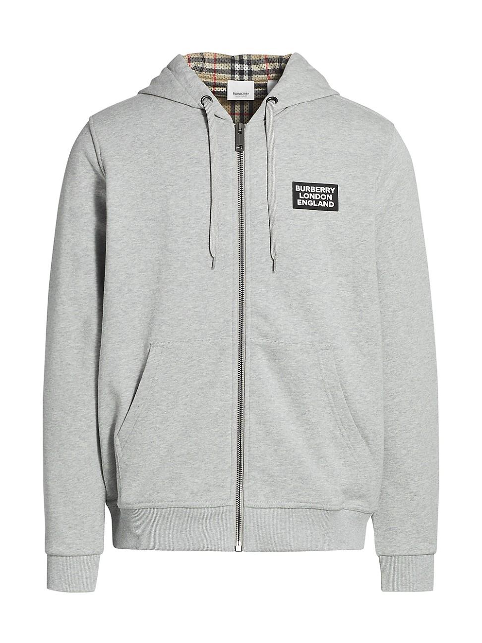 Burberry Hove Check Zip Hoodie in Gray for Men | Lyst