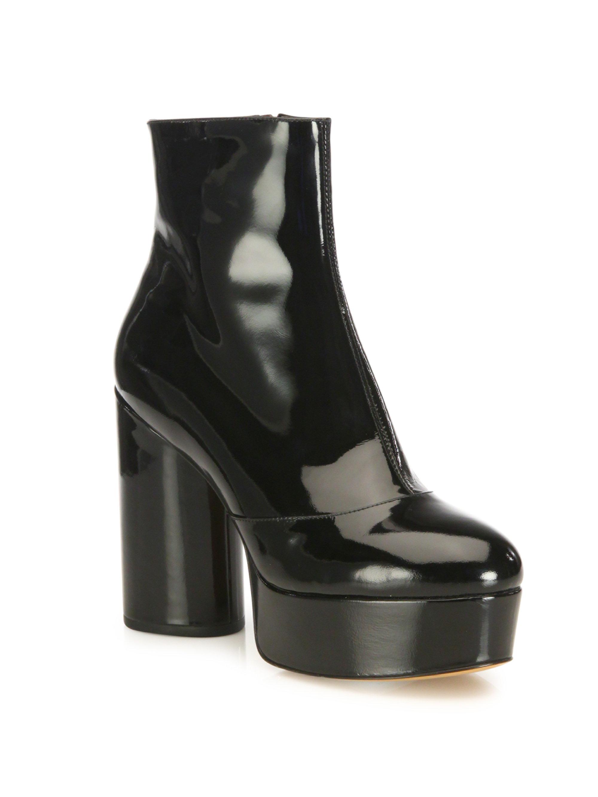 Marc Jacobs Amber Patent Leather Platform Boots in Black | Lyst