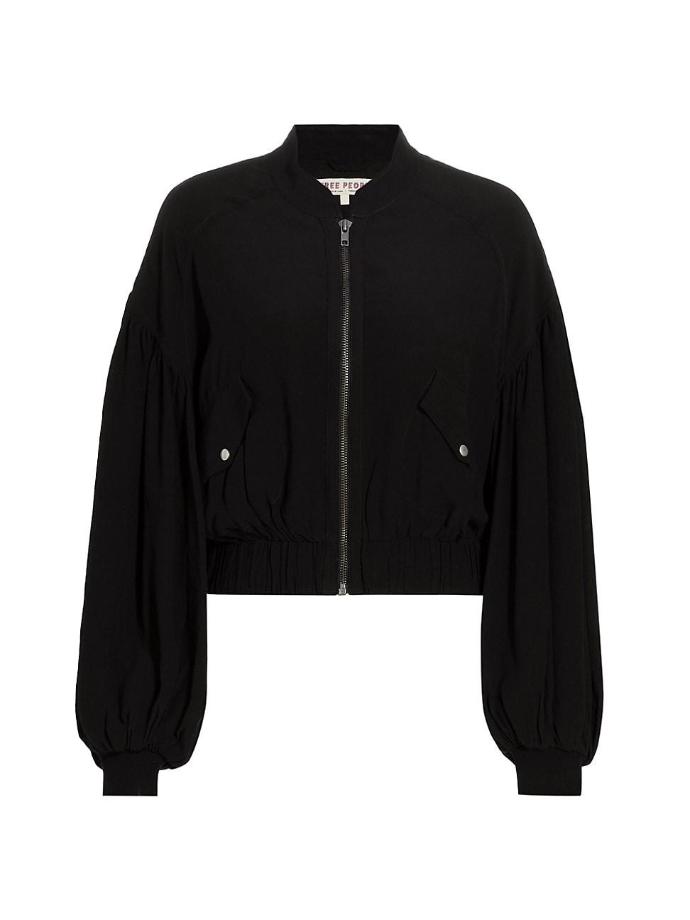 Free People On Pointe Bomber Jacket in Black | Lyst
