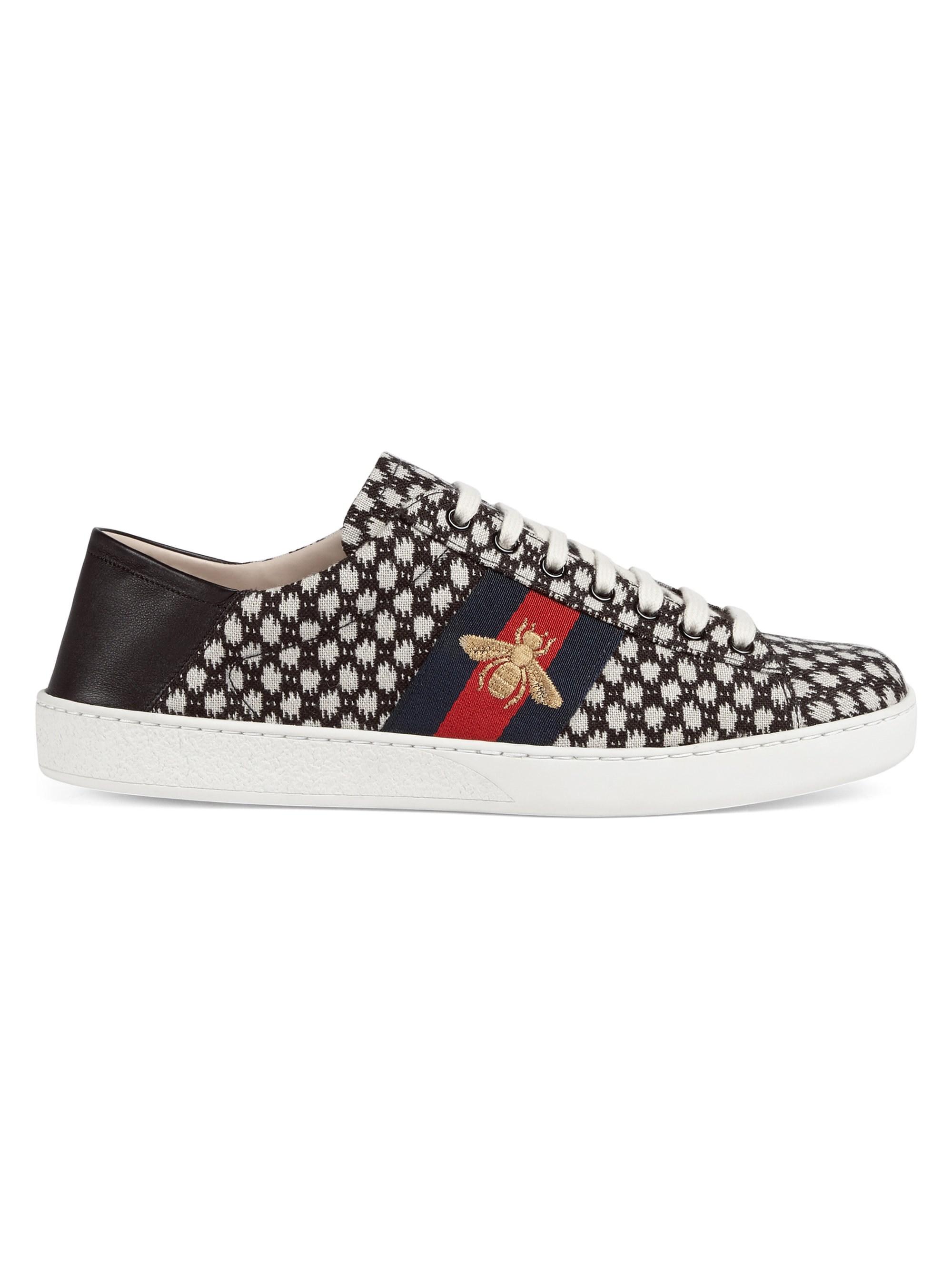 men's ace jacquard stripe leather lace up sneakers