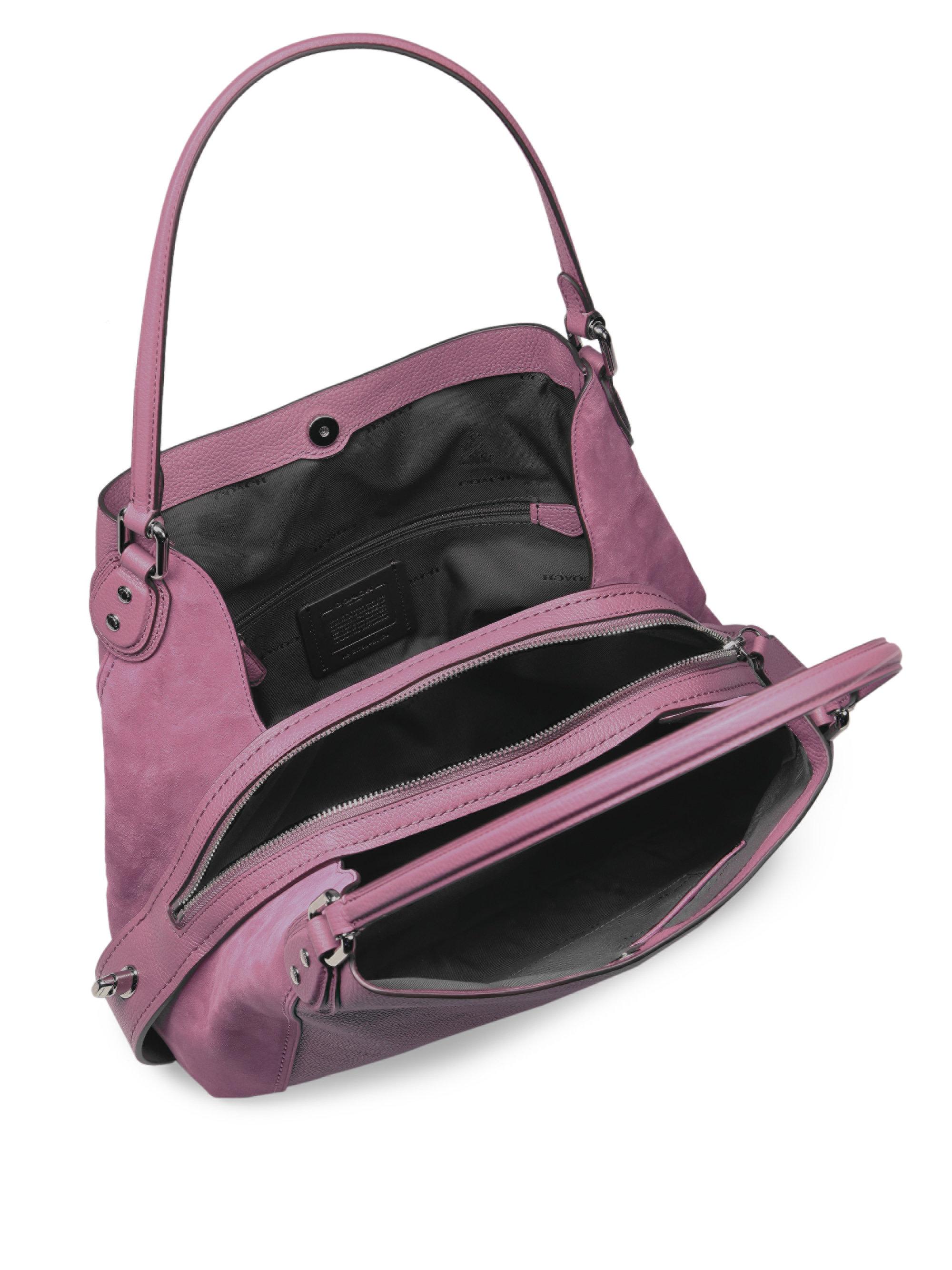 COACH Edie Leather Shoulder Bag in Pink - Lyst