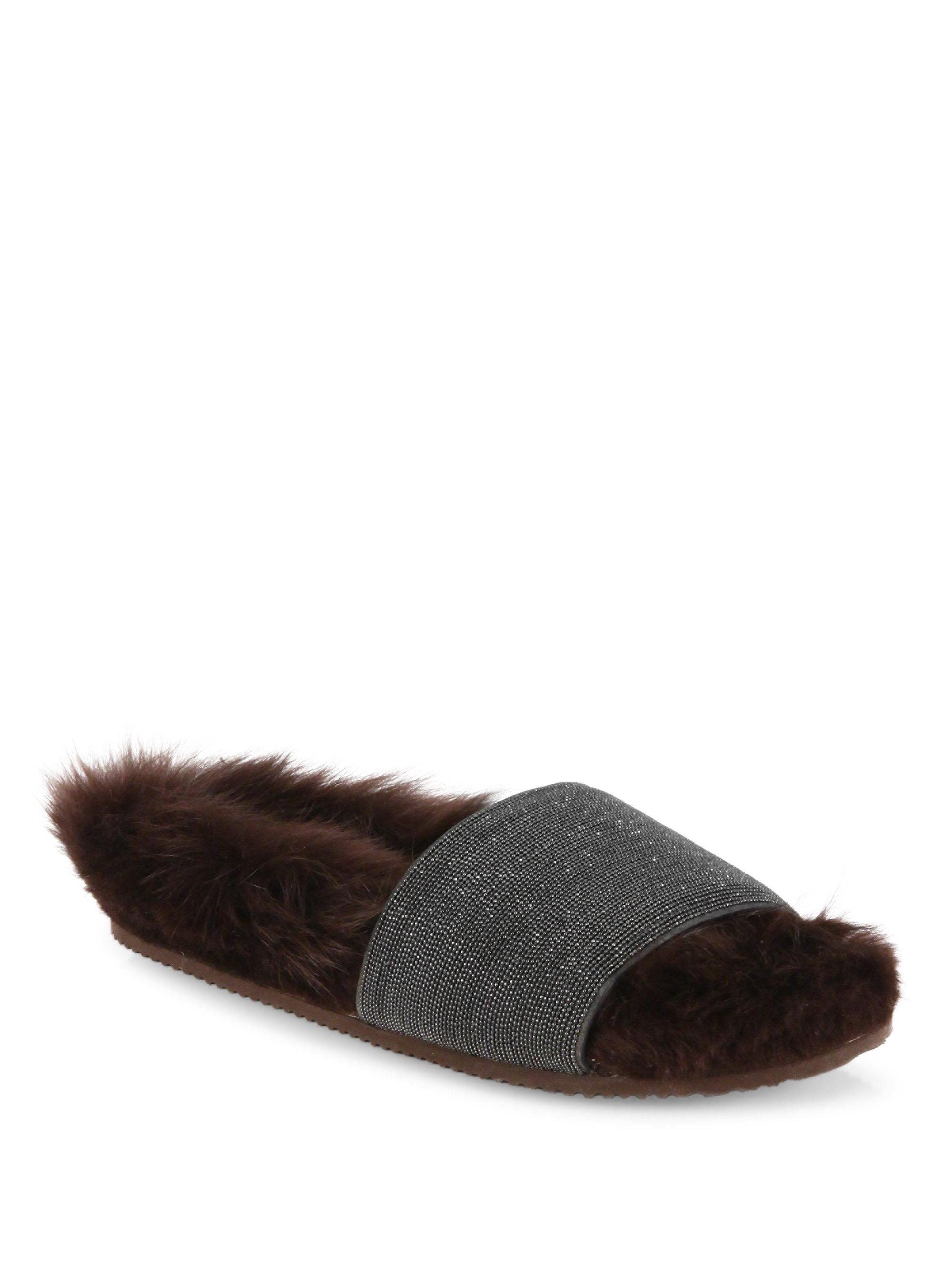 lamb fur slides