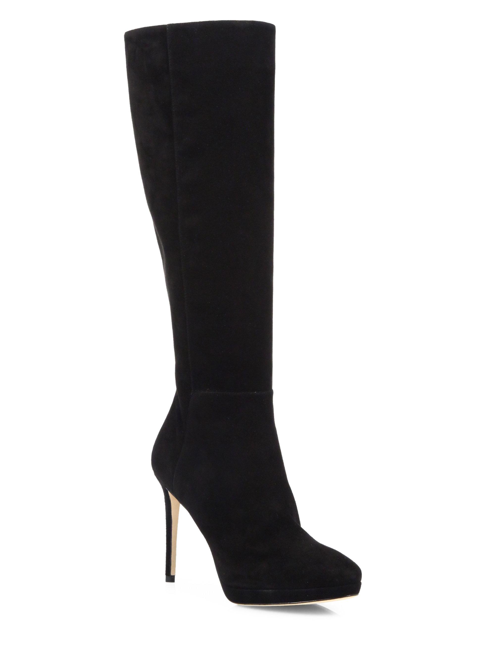 Jimmy Choo Hoxton 100 Tall Suede Boots in Black - Lyst