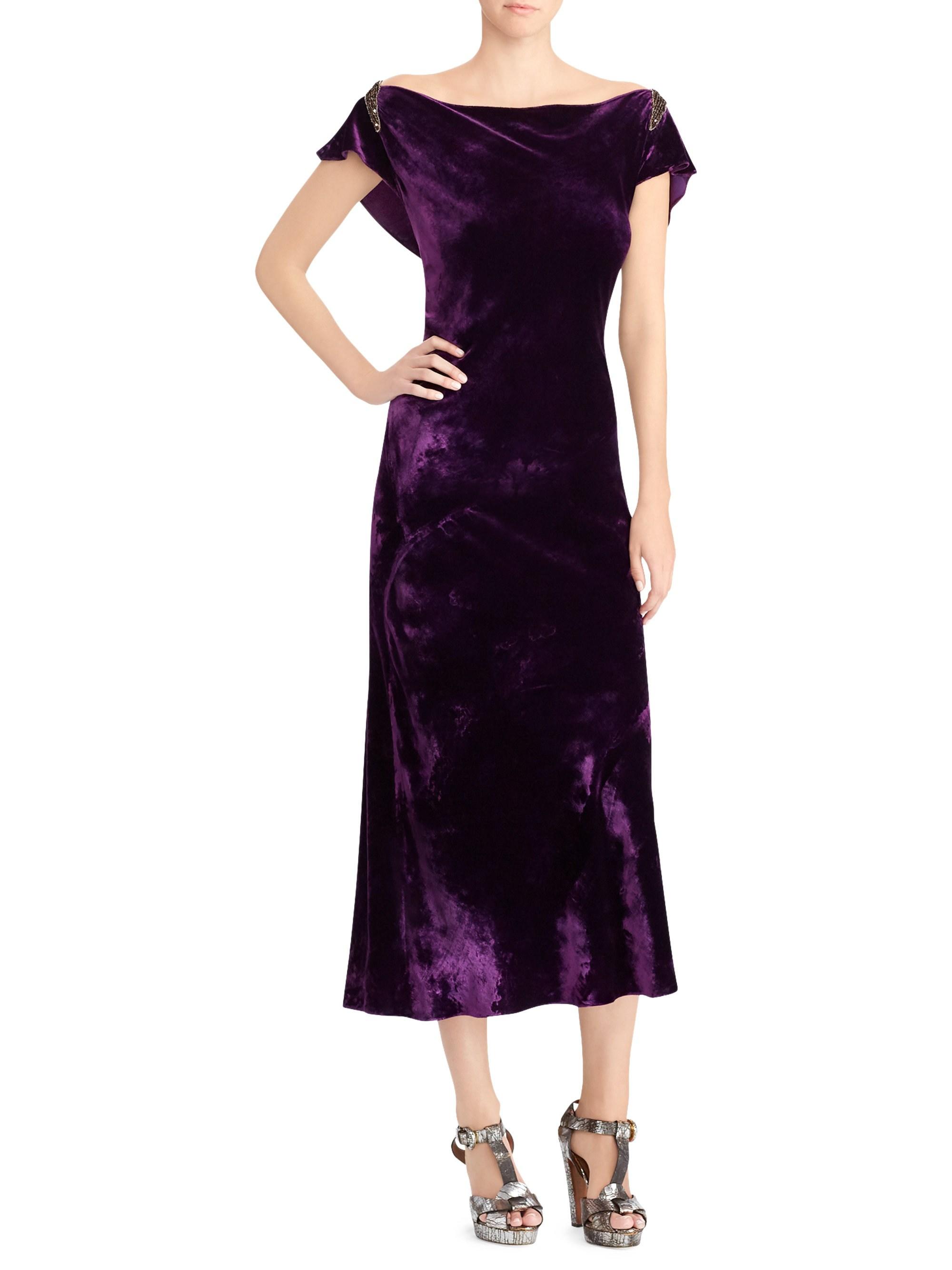 ralph lauren purple velvet dress