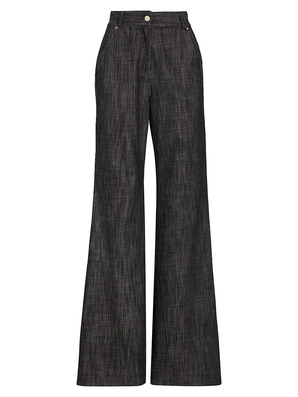 Sergio Hudson Denim High-rise Flare Trousers in Black | Lyst