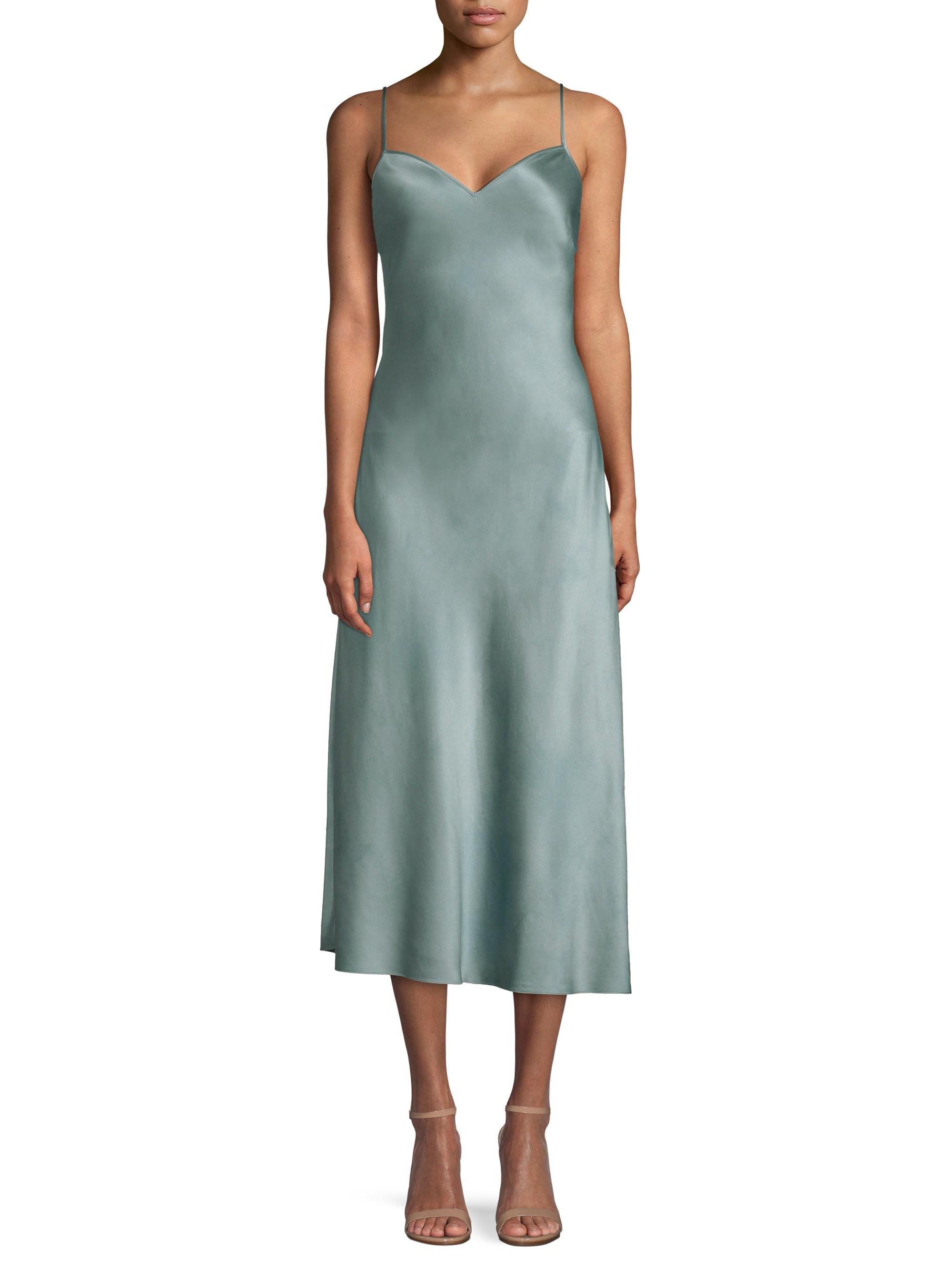 Polo Ralph Lauren Fit-&-flare Silk Slip Dress in Green | Lyst