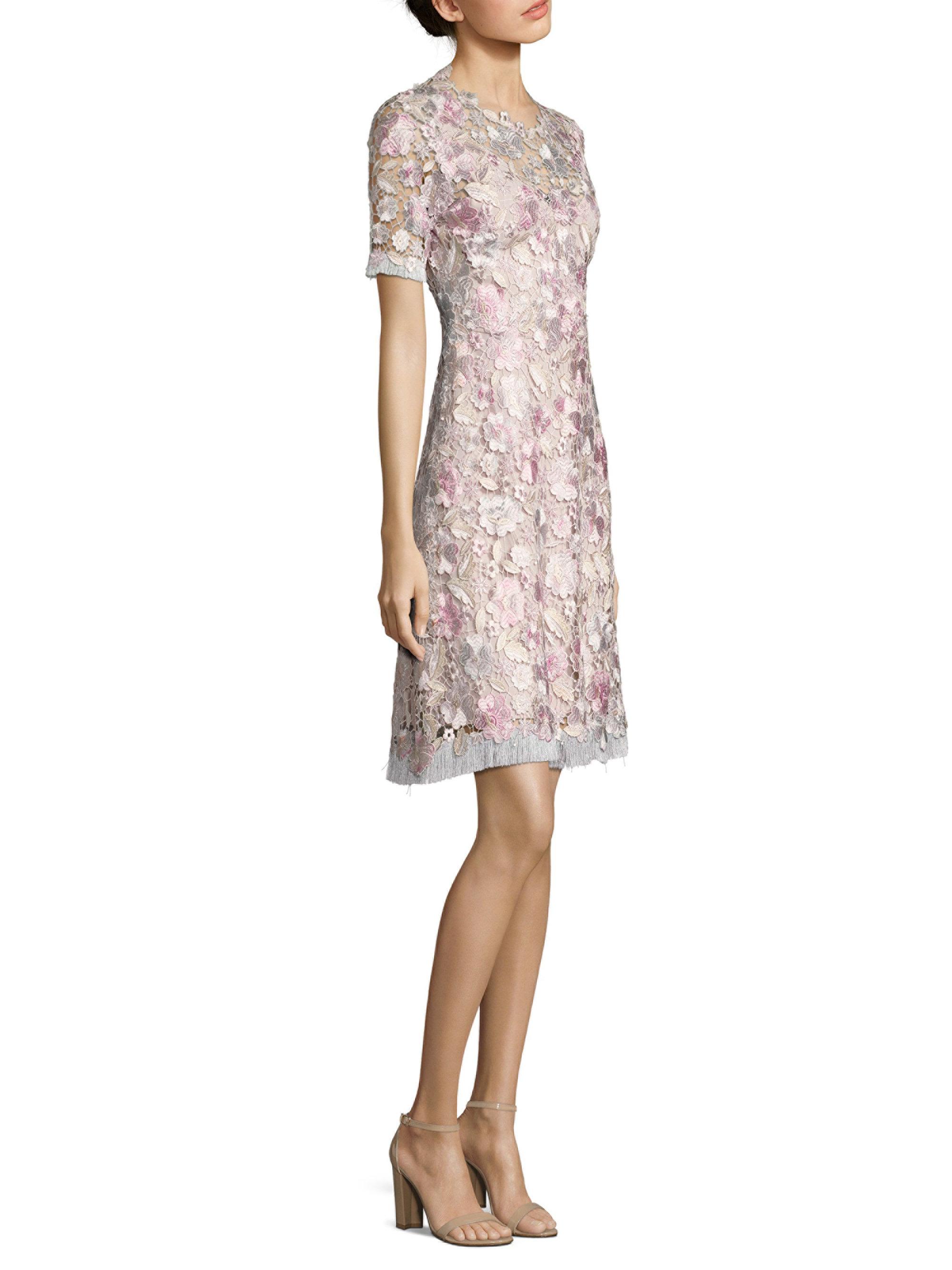 Elie Tahari Laura Floral Lace A-line Dress in Pink - Lyst
