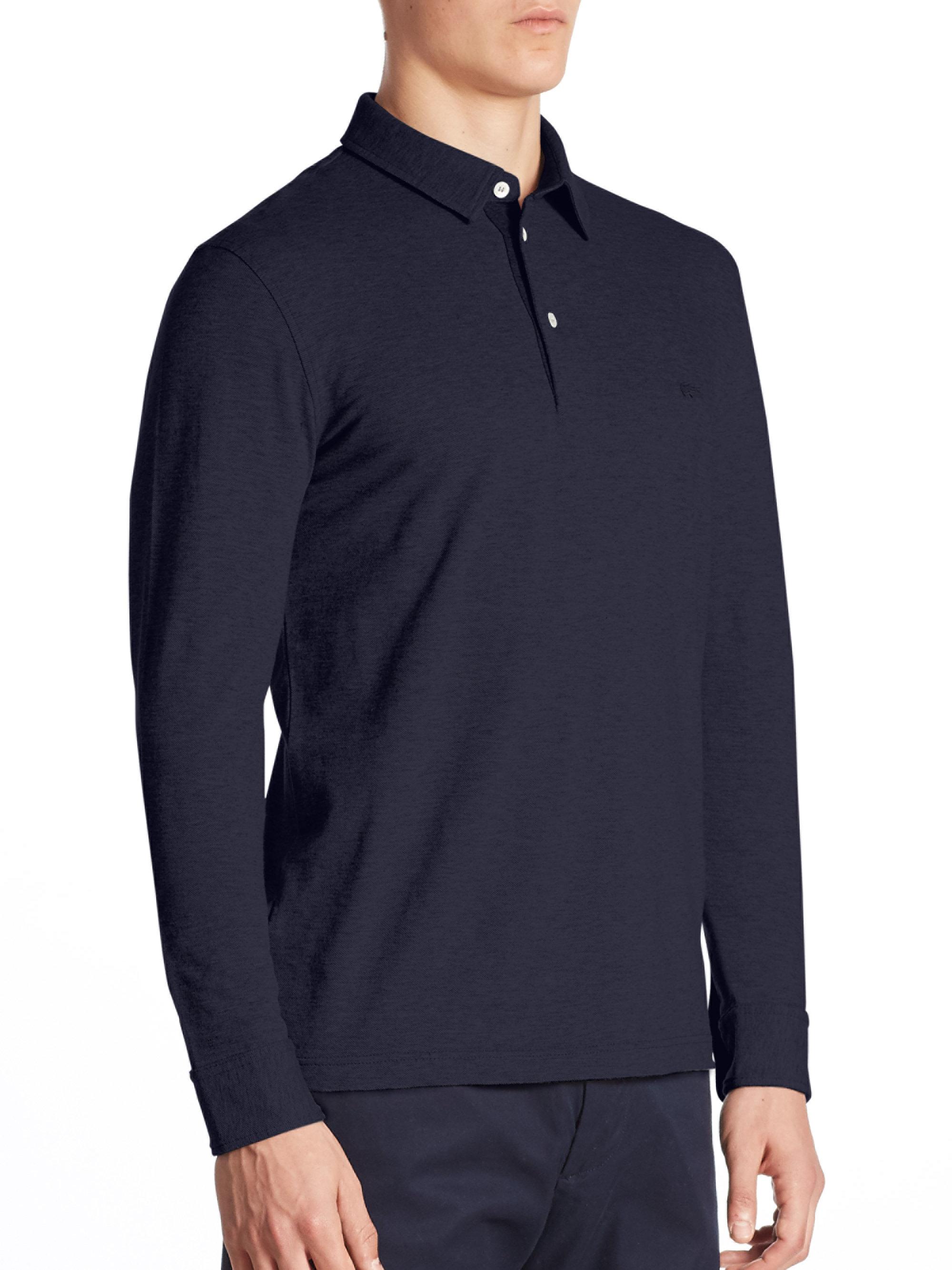 Lacoste Wool-blend Long Sleeve Polo Shirt in Grey (Gray) for Men - Lyst