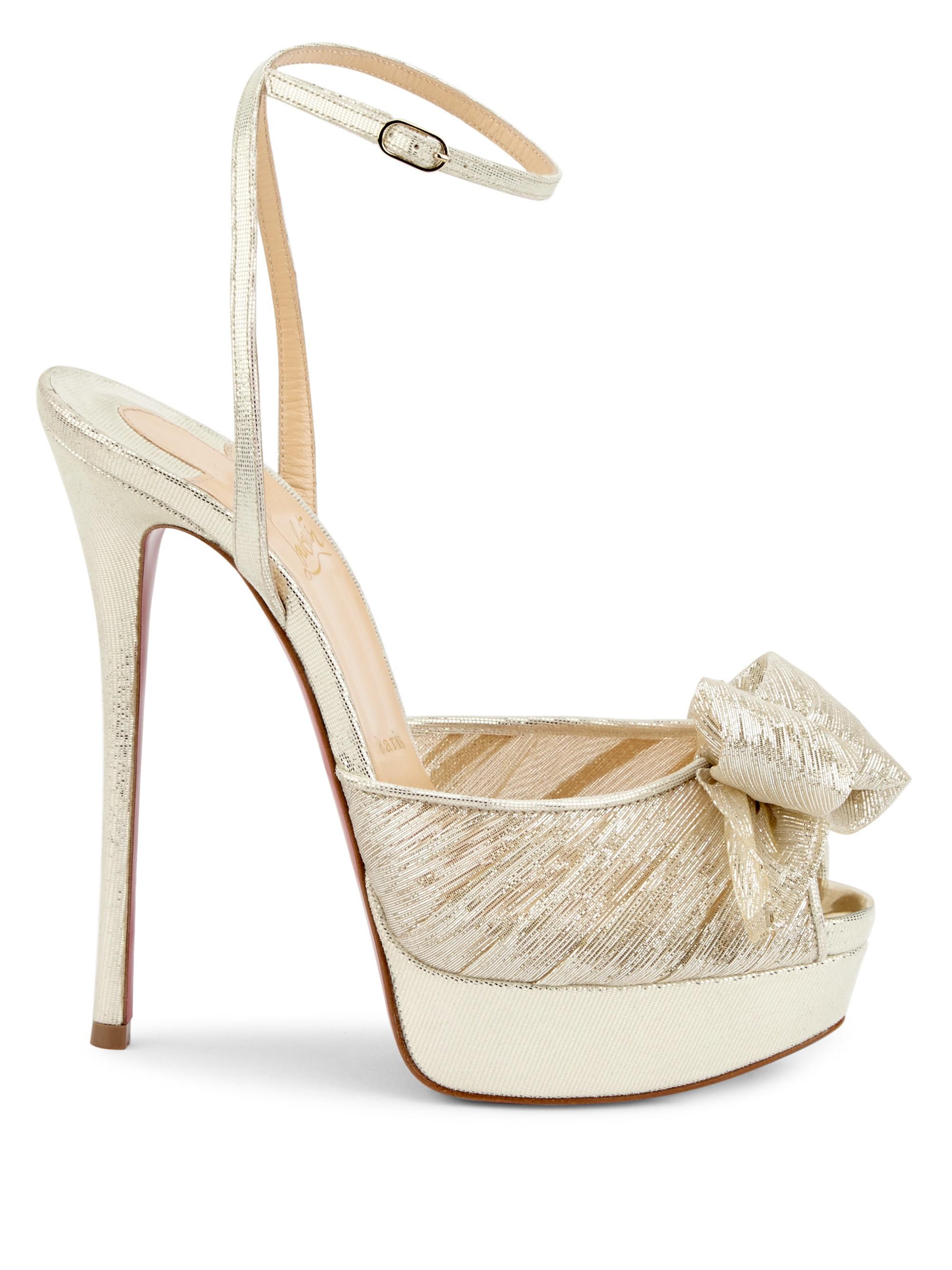Christian Louboutin Silk Artydiva 150 Platform Anklestrap Sandals in Gold (Metallic) Lyst