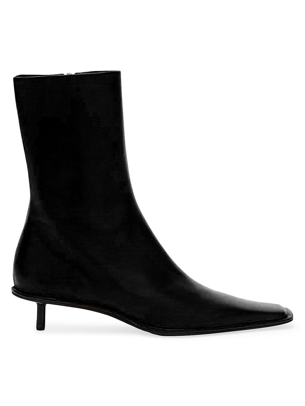 Jil Sander 35mm Leather Kitten-heel Ankle Boots in Black | Lyst