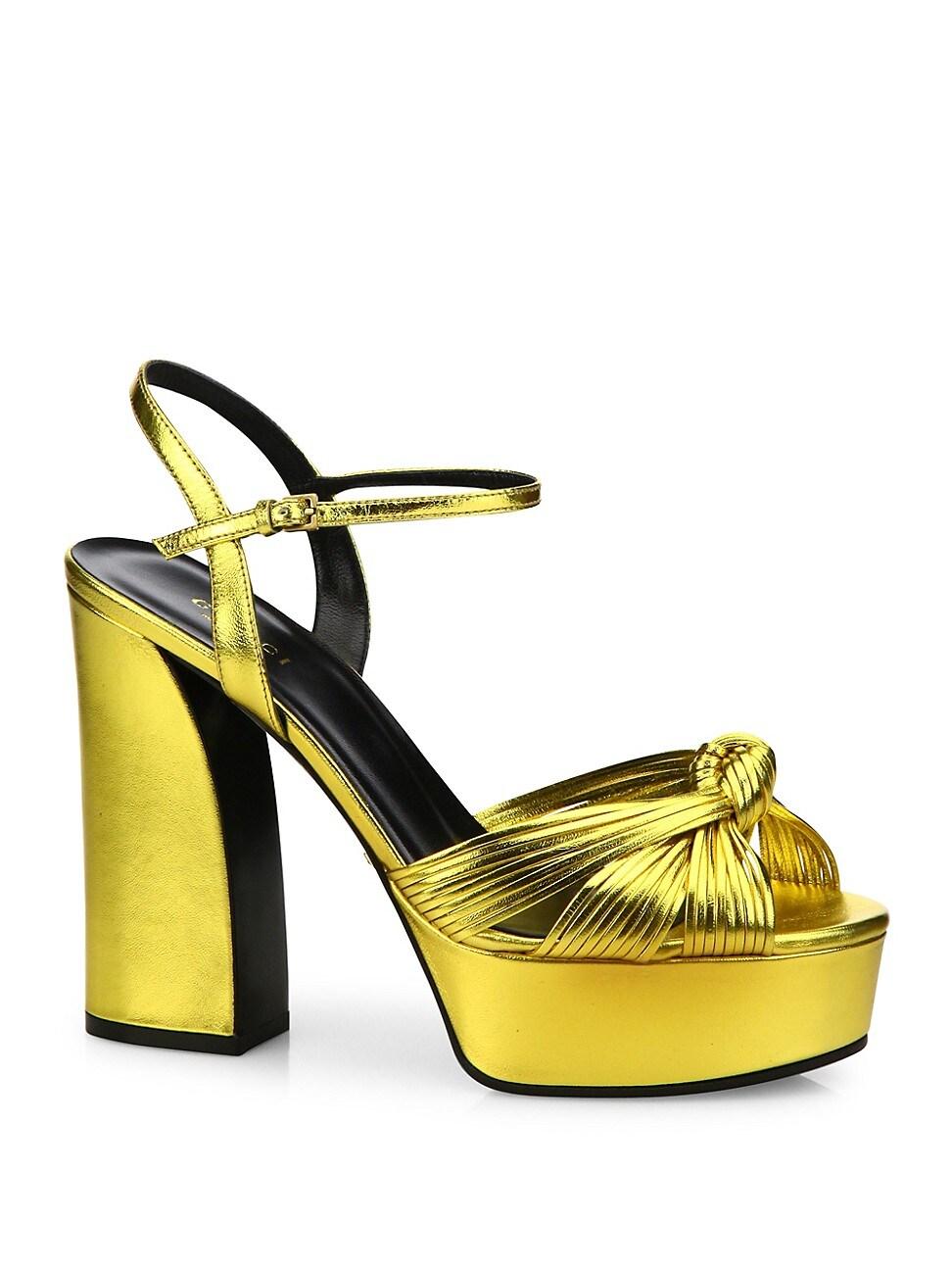 Gucci Allie Knotted Metallic Leather Platform Sandals | Lyst