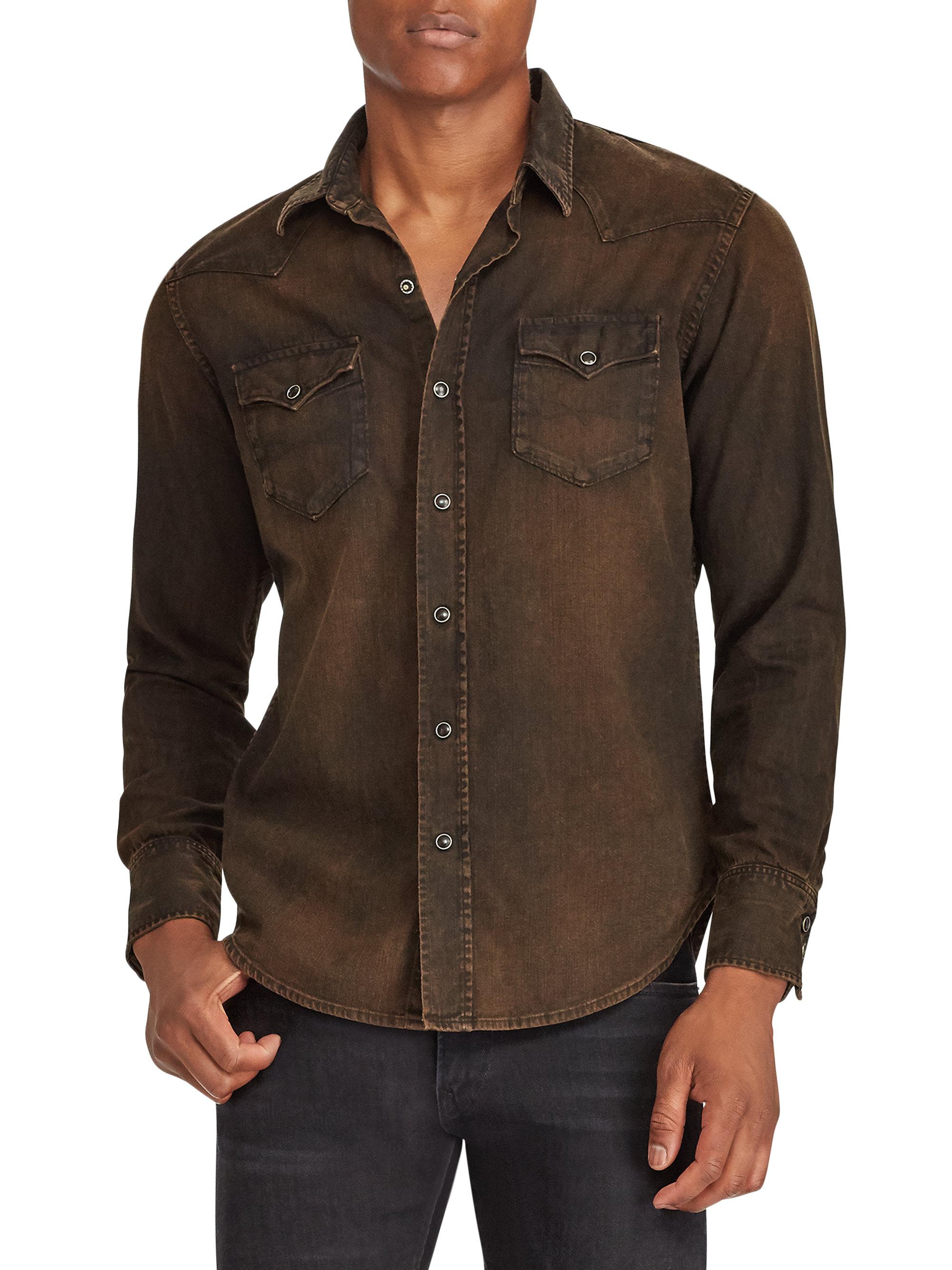 Polo Ralph Lauren Western Denim Shirt in Brown for Men | Lyst