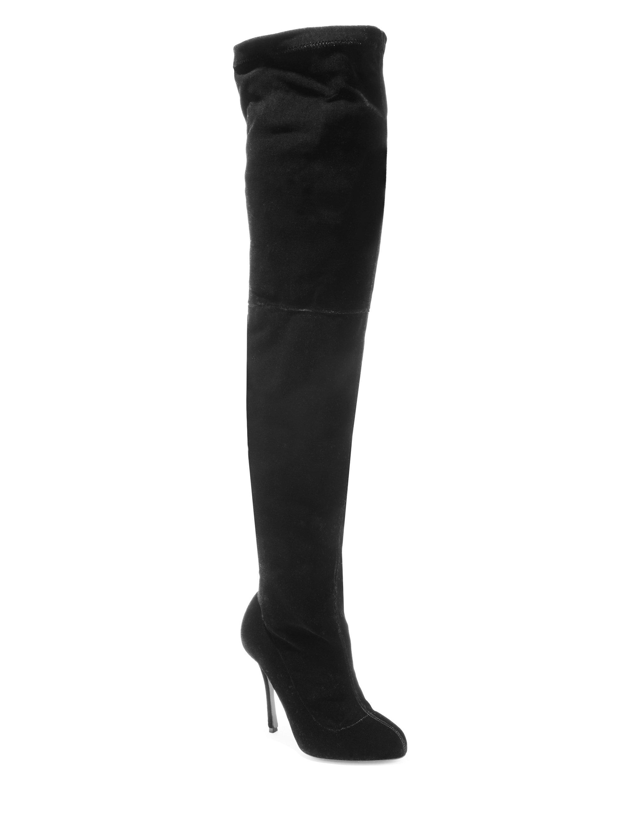Christian Louboutin Classe 100 Velvet Thigh-high Boots in Black | Lyst