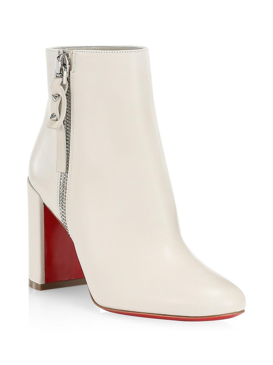 Christian Louboutin Ziptotal Leather Booties in White | Lyst