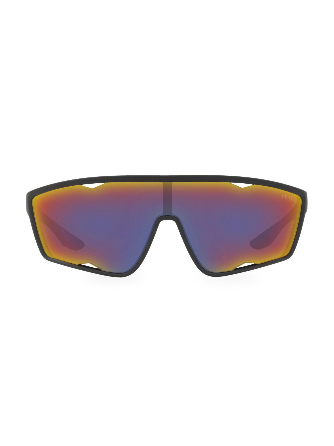 Prada Linea Rossa 140mm Mirrored Shield Sunglasses in Purple for Men - Lyst
