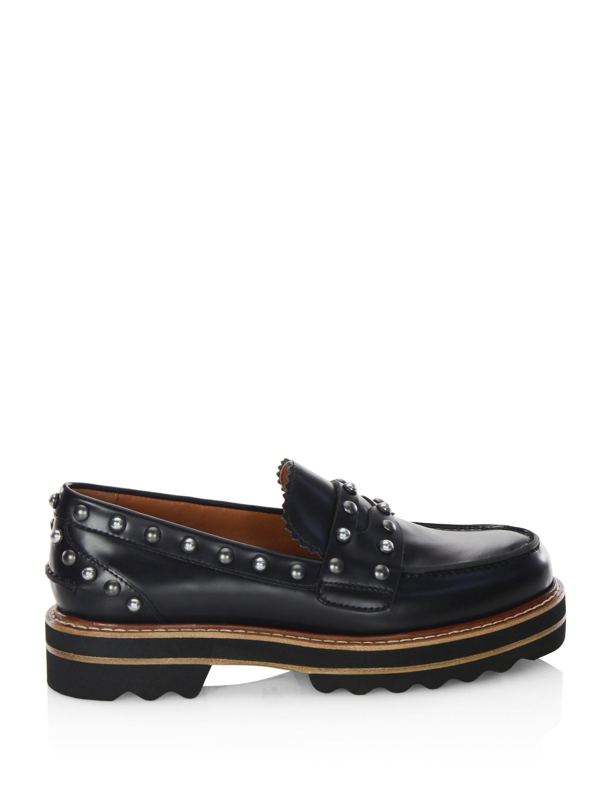 Coach Women's Ilyse Leather Platform Loafer, Black, 5