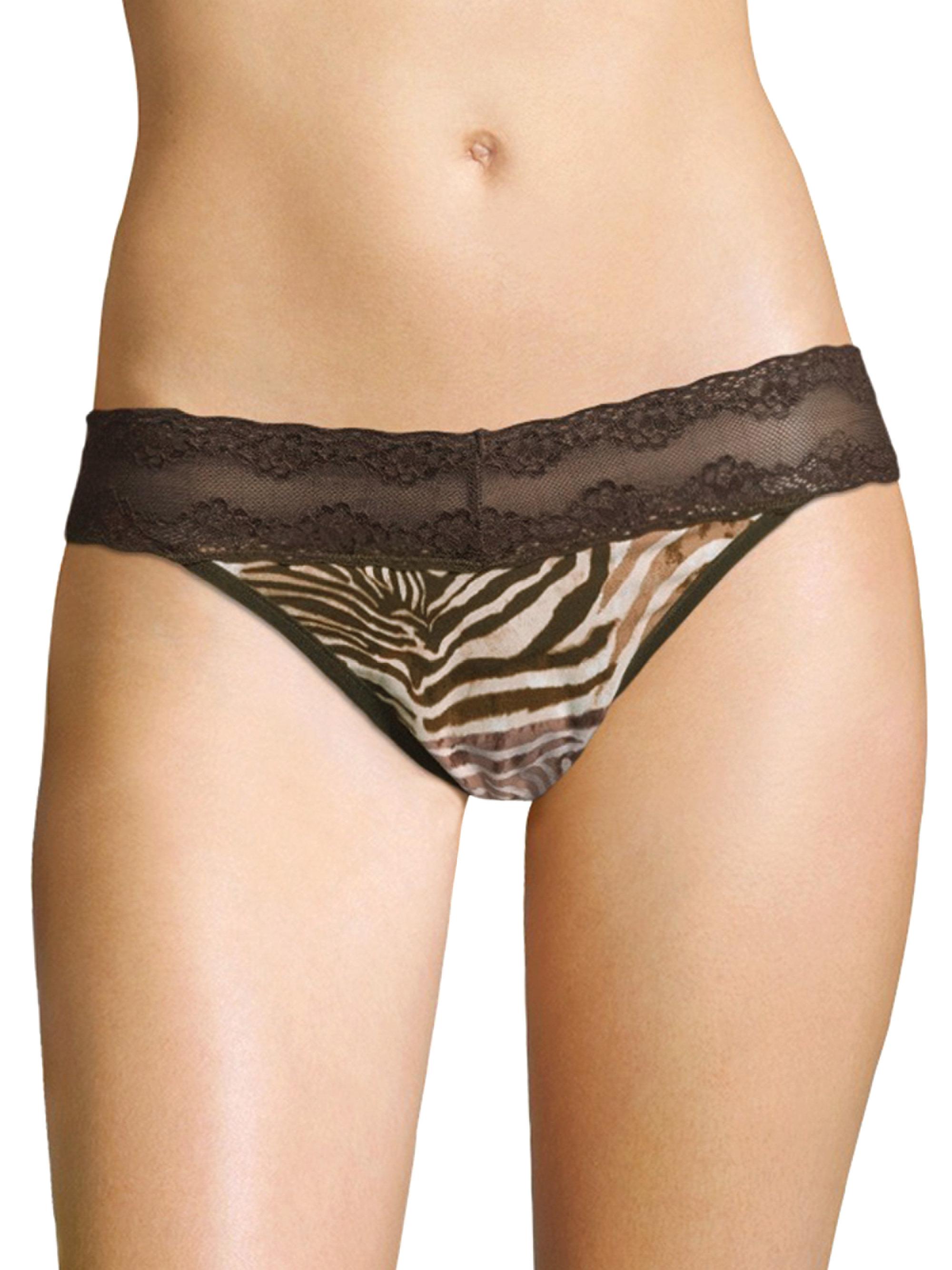 Lyst Natori Zebraprint Lace Thong in Black Save 8