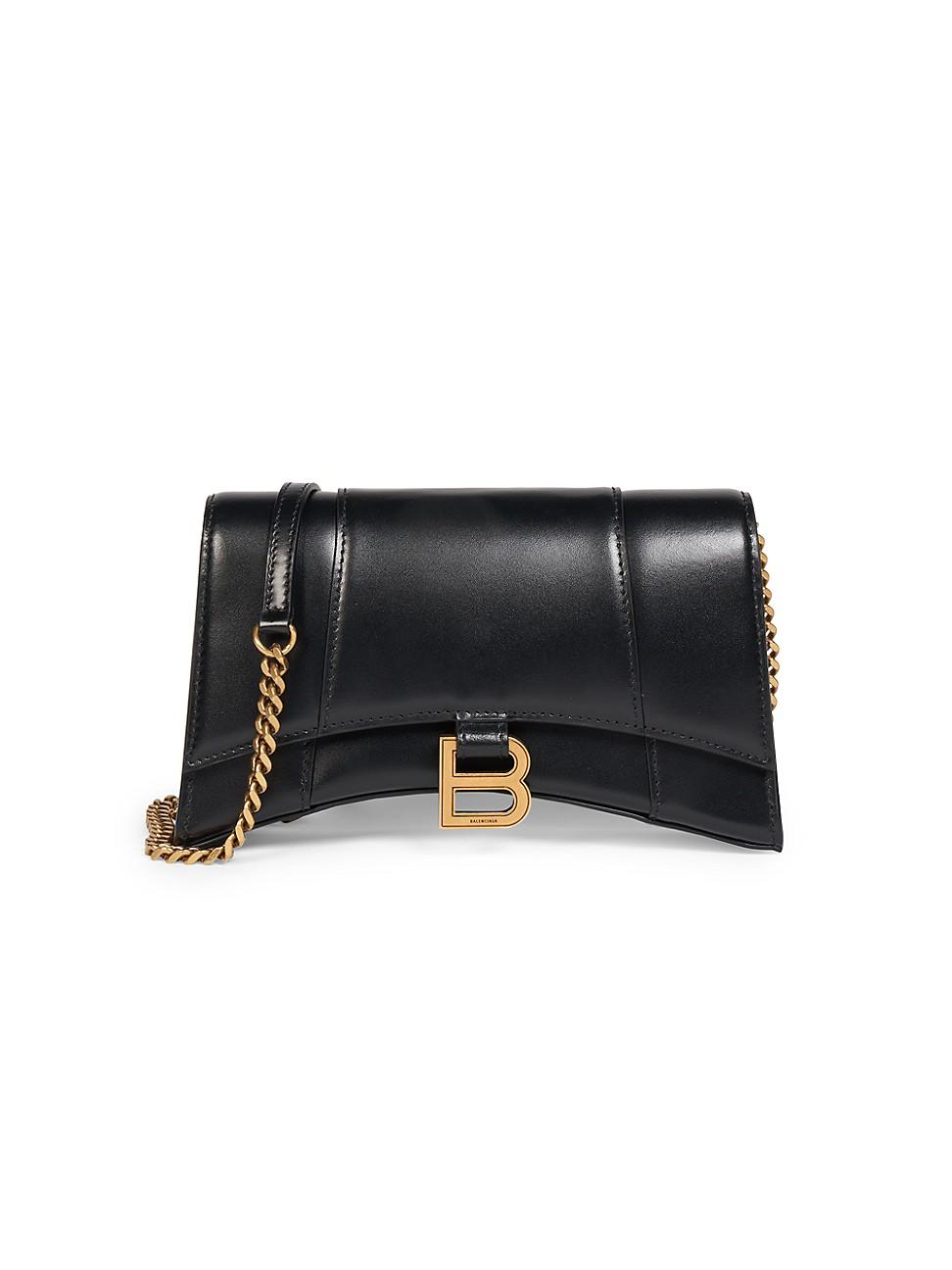 Balenciaga Hourglass Leather Evening Bag in Black - Lyst