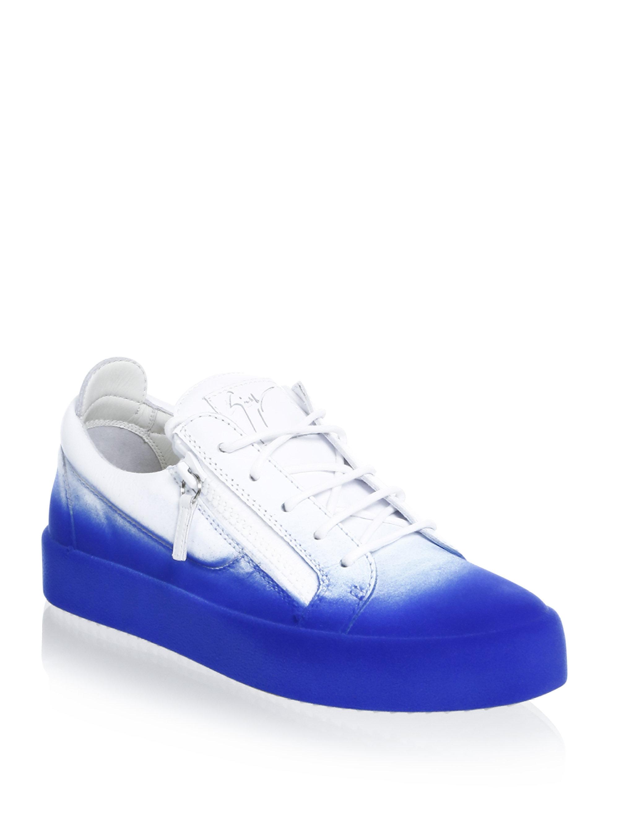 Hård ring ven artilleri Giuseppe Zanotti Two-tone Leather Sneakers in Blue White (Blue) for Men -  Lyst