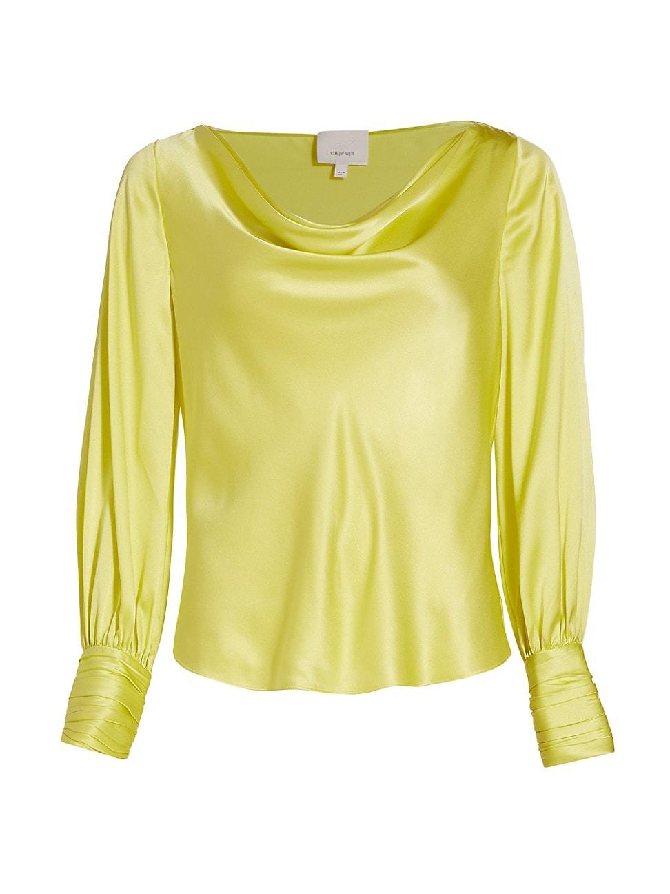 Cinq À Sept Taylee Cowlneck Silk Blouse in Yellow | Lyst