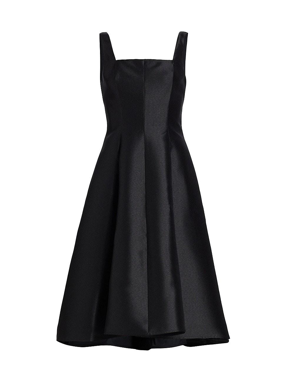 Amsale Mikado Paneled Midi-dress in Black | Lyst