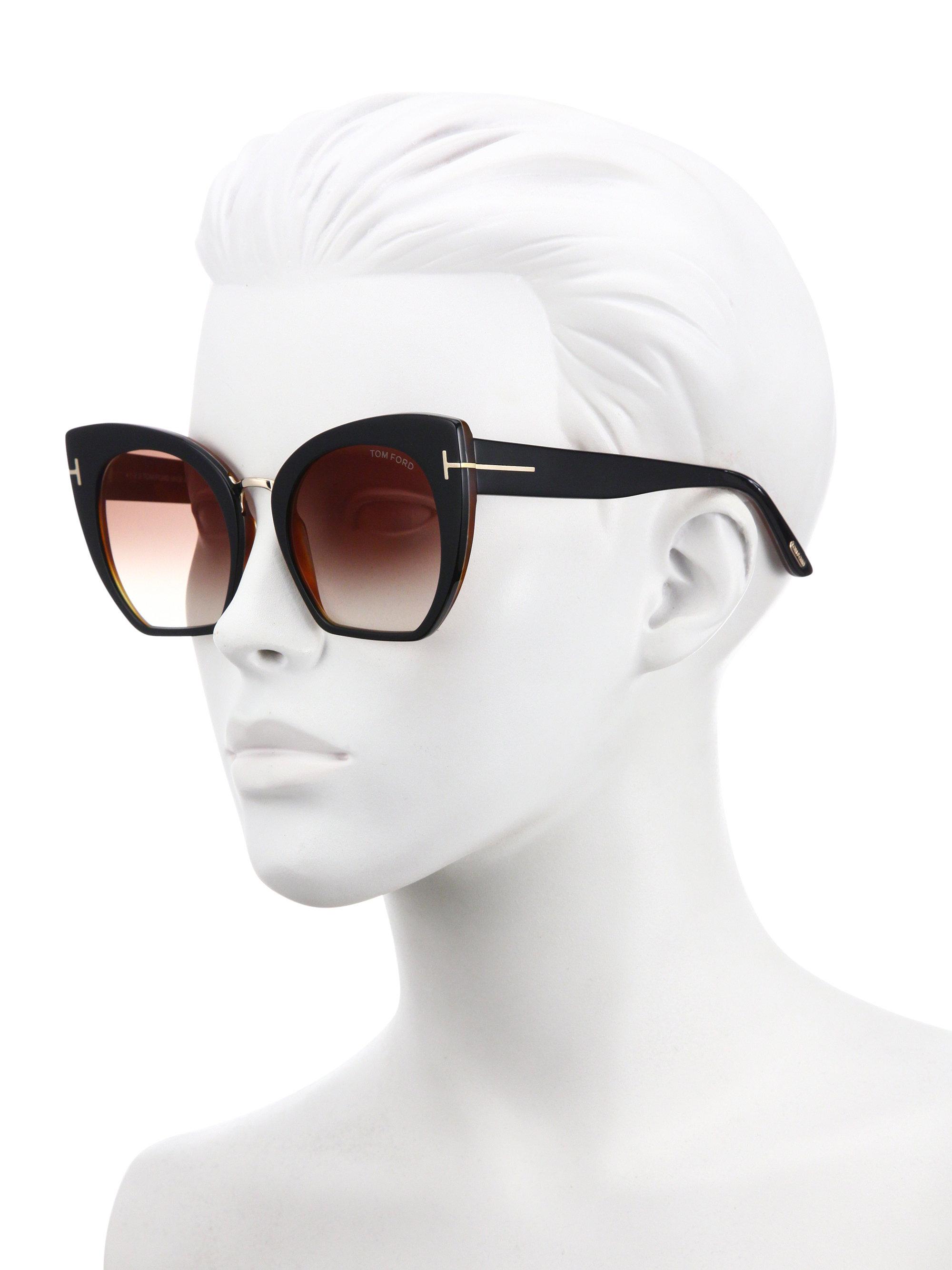 Tom Ford Samantha 55mm Cropped Cat Eye Sunglasses in Black-Bordeaux (Black)  - Lyst