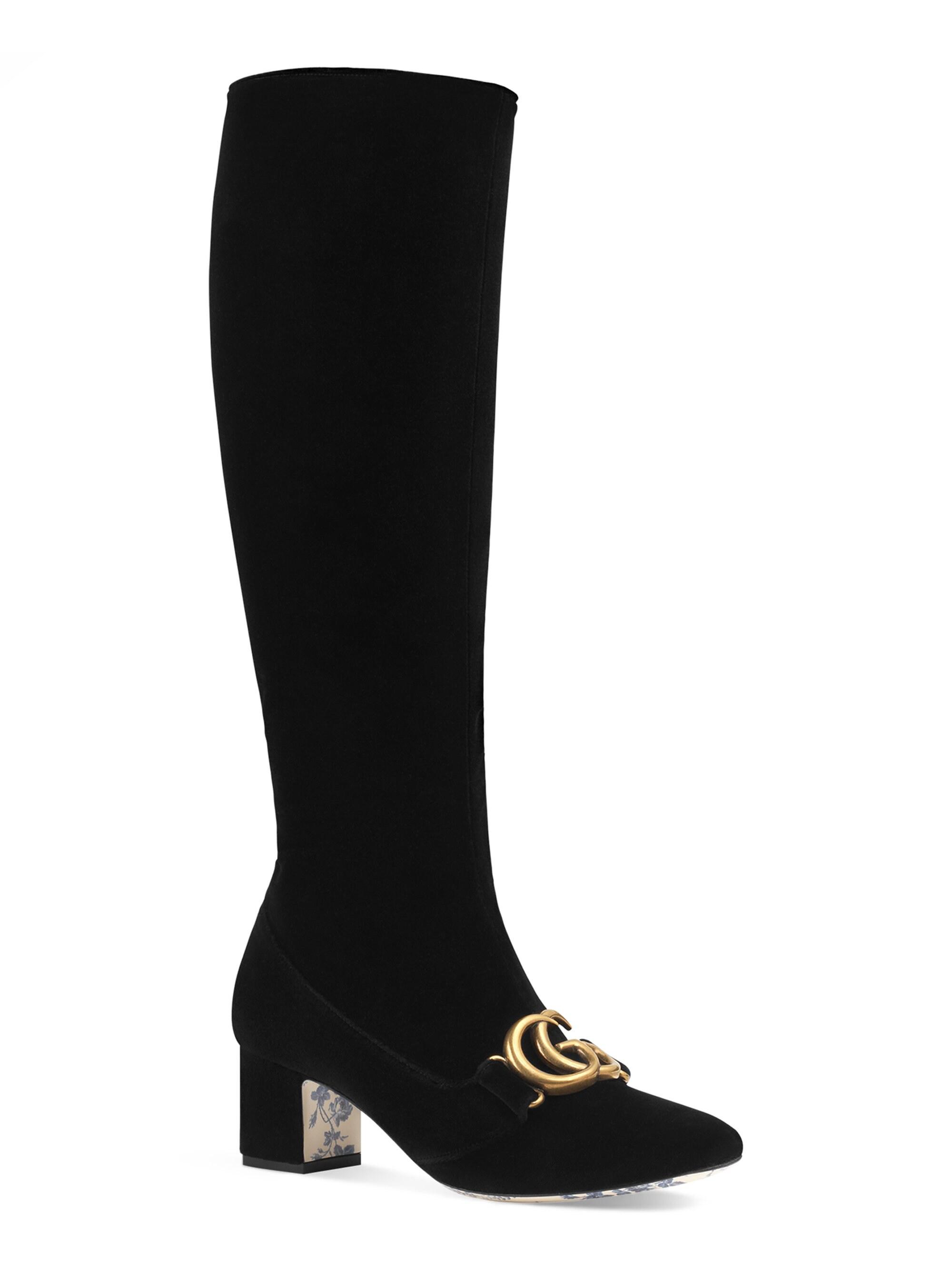 Gucci Velvet Victoire Marmont Boot in 