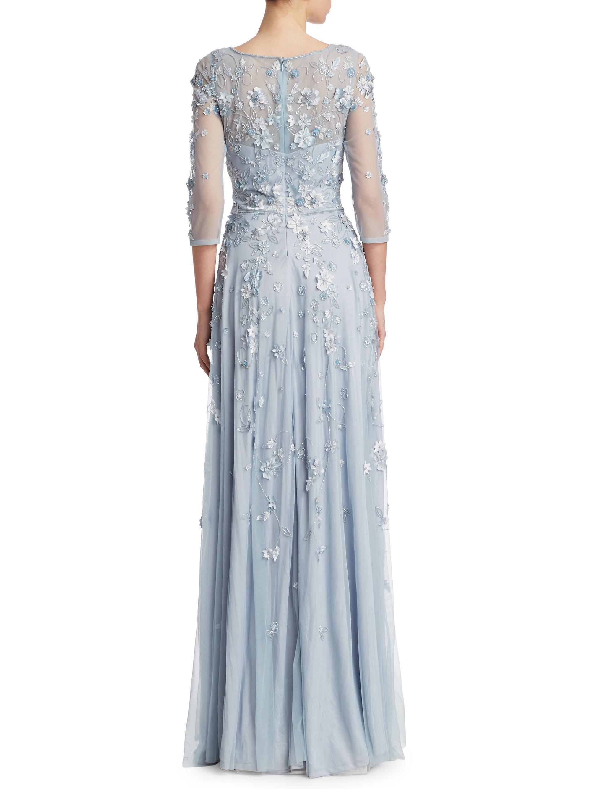 quarter Sleeve Embellish Tulle Gown 