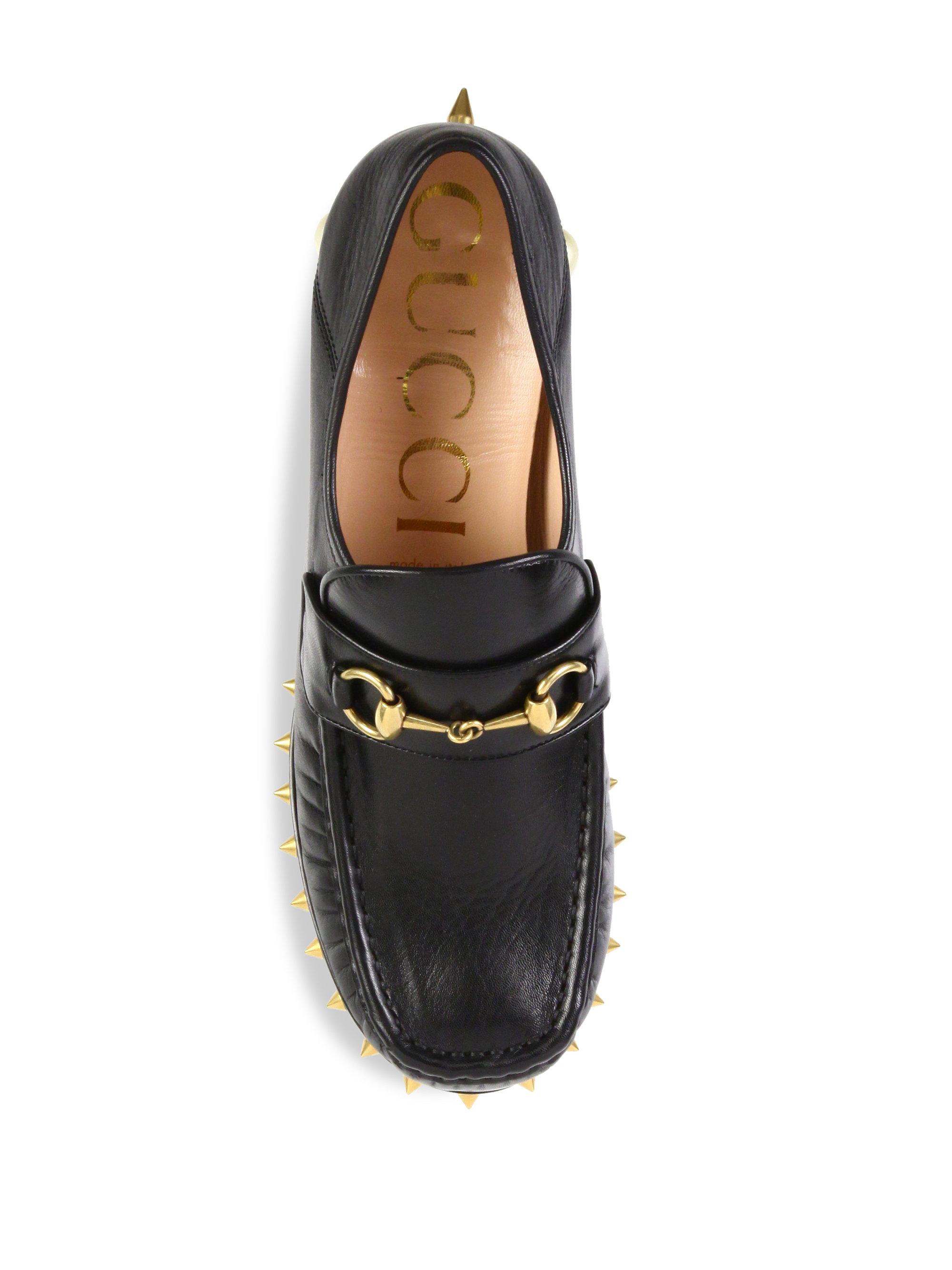 Gucci Vegas Leather Platform Loafer Pumps in Black - Lyst