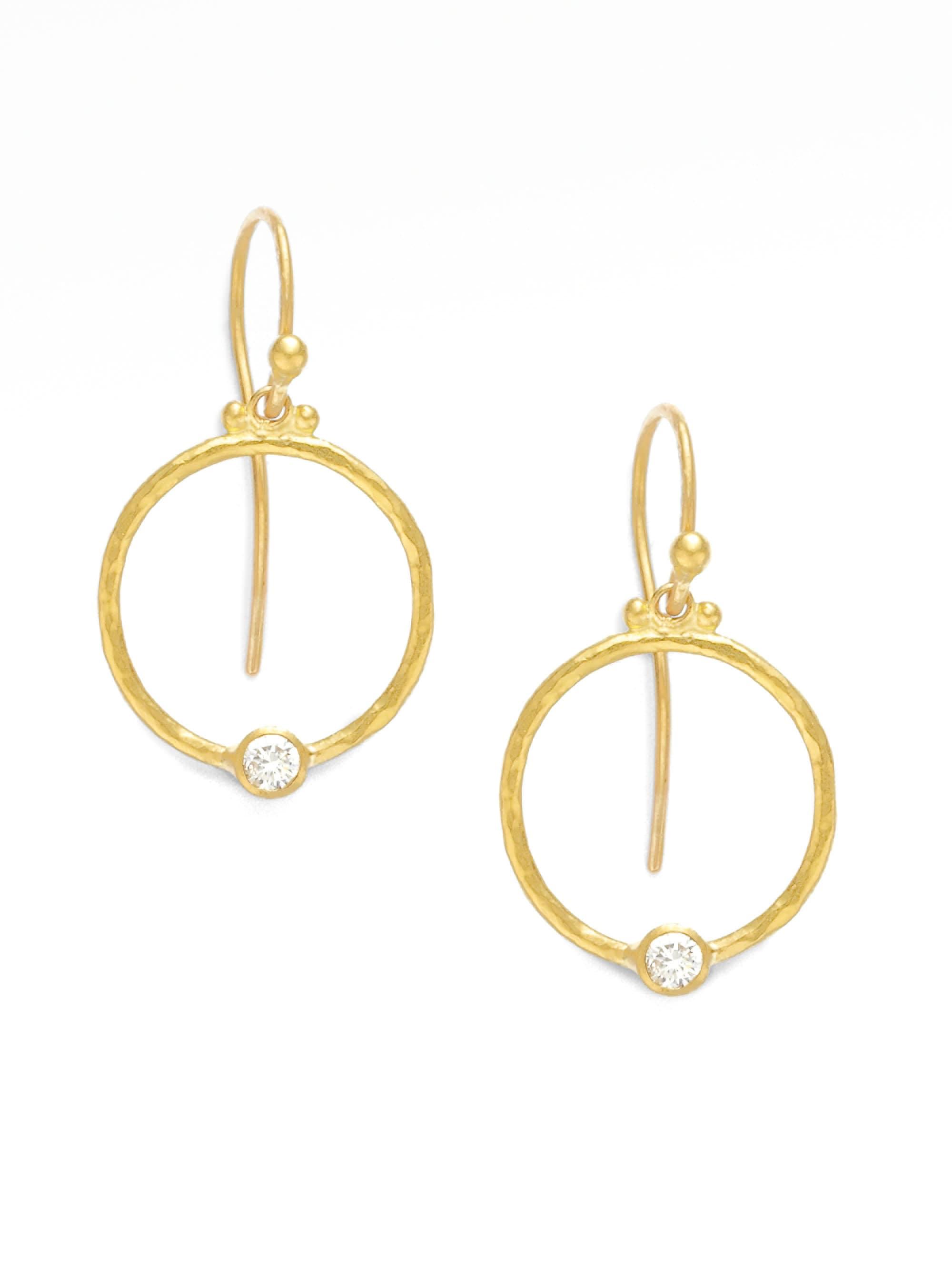 Gold Hoop Door Knocker Earrings / Gurhan 24K Pure Gold Mans Ring / Door knocker hoop earring gold tone.