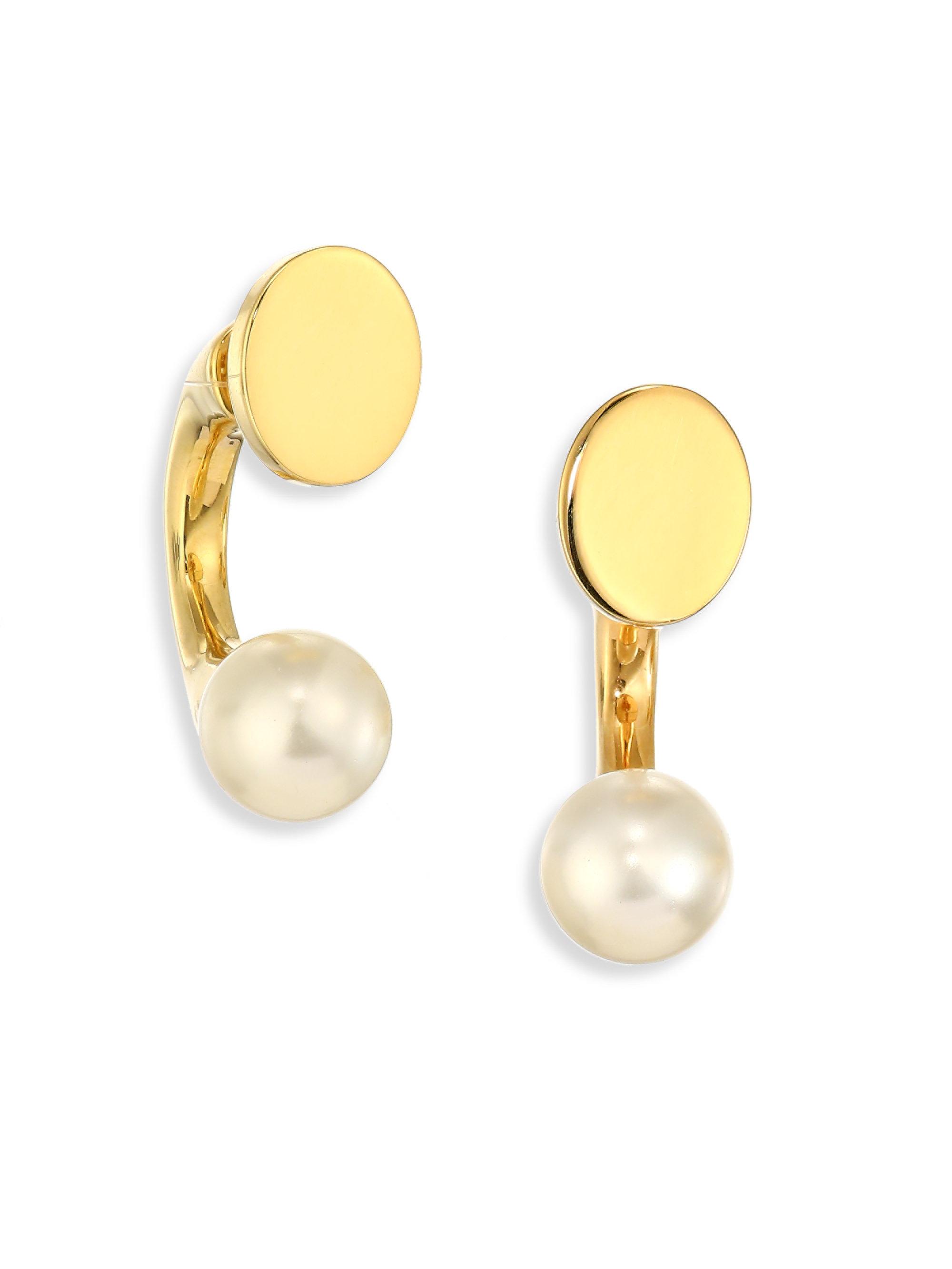 Chloé Darcey Fauxpearl Ear Jacket & Stud Earrings Set in Gold
