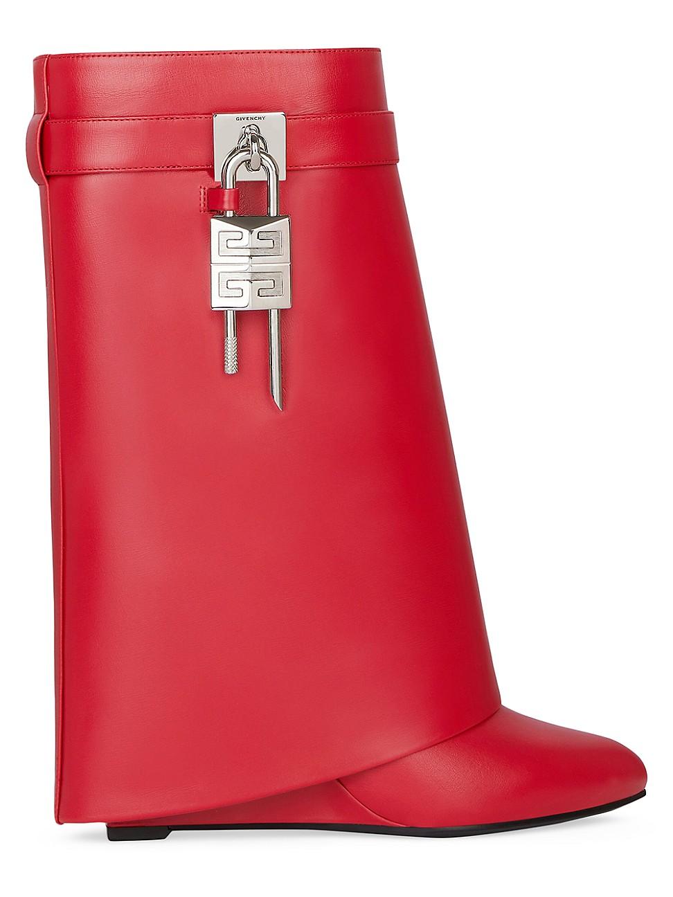 Givenchy Shark Lock Ankle Boots In Leather in Red | Lyst
