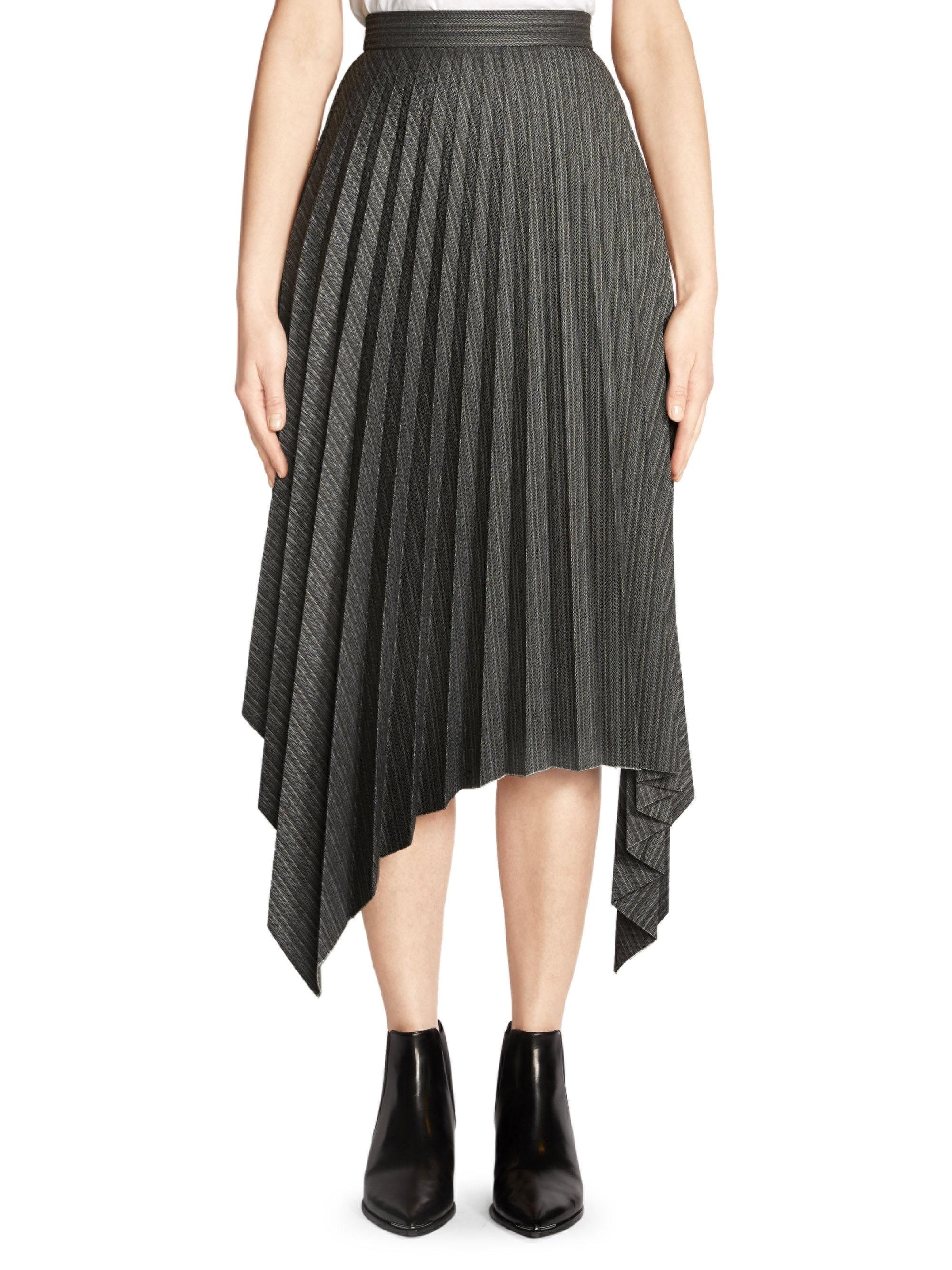 Acne Studios Ilsie Stripe Pleated Handkerchief Hem Skirt in Black Lyst